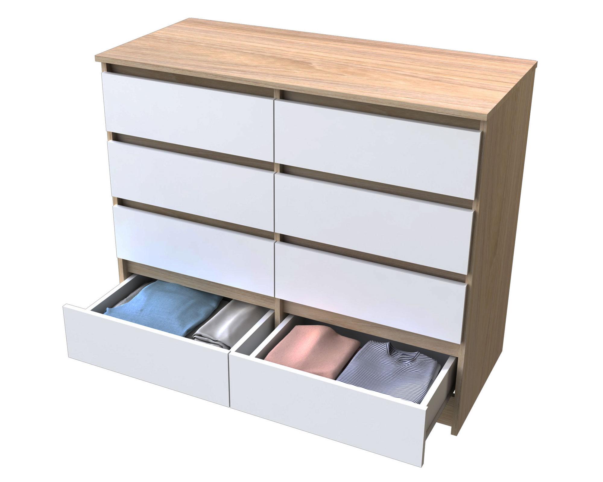 Cómoda austria 8 cajones olmo-blanco Cic-1