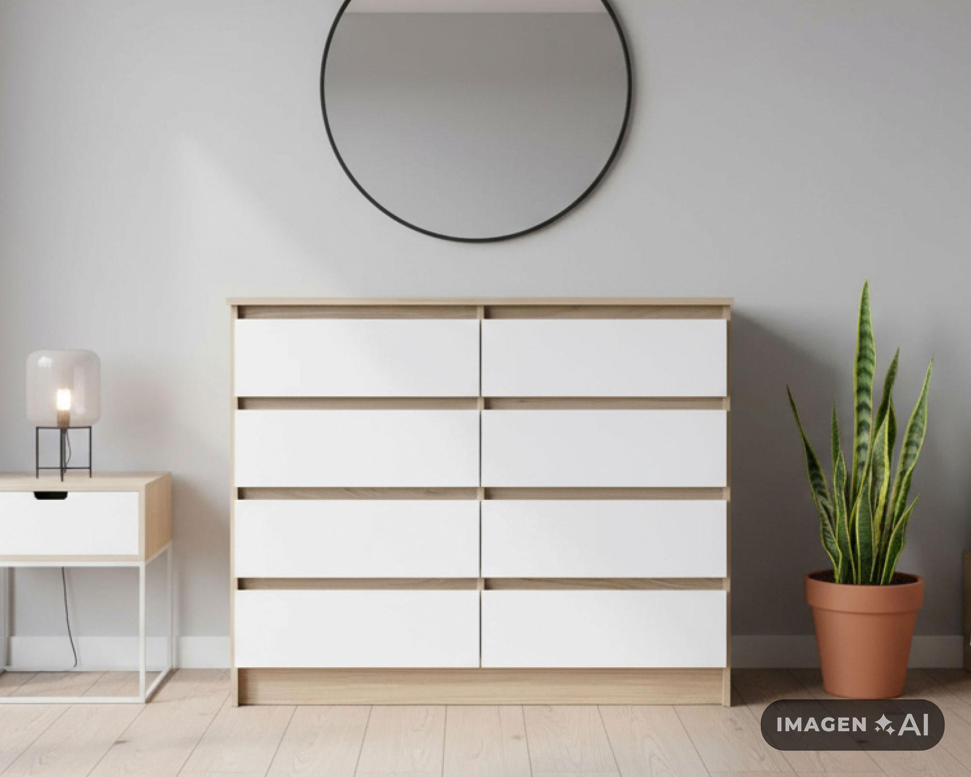 Cómoda austria 8 cajones olmo-blanco Cic-5