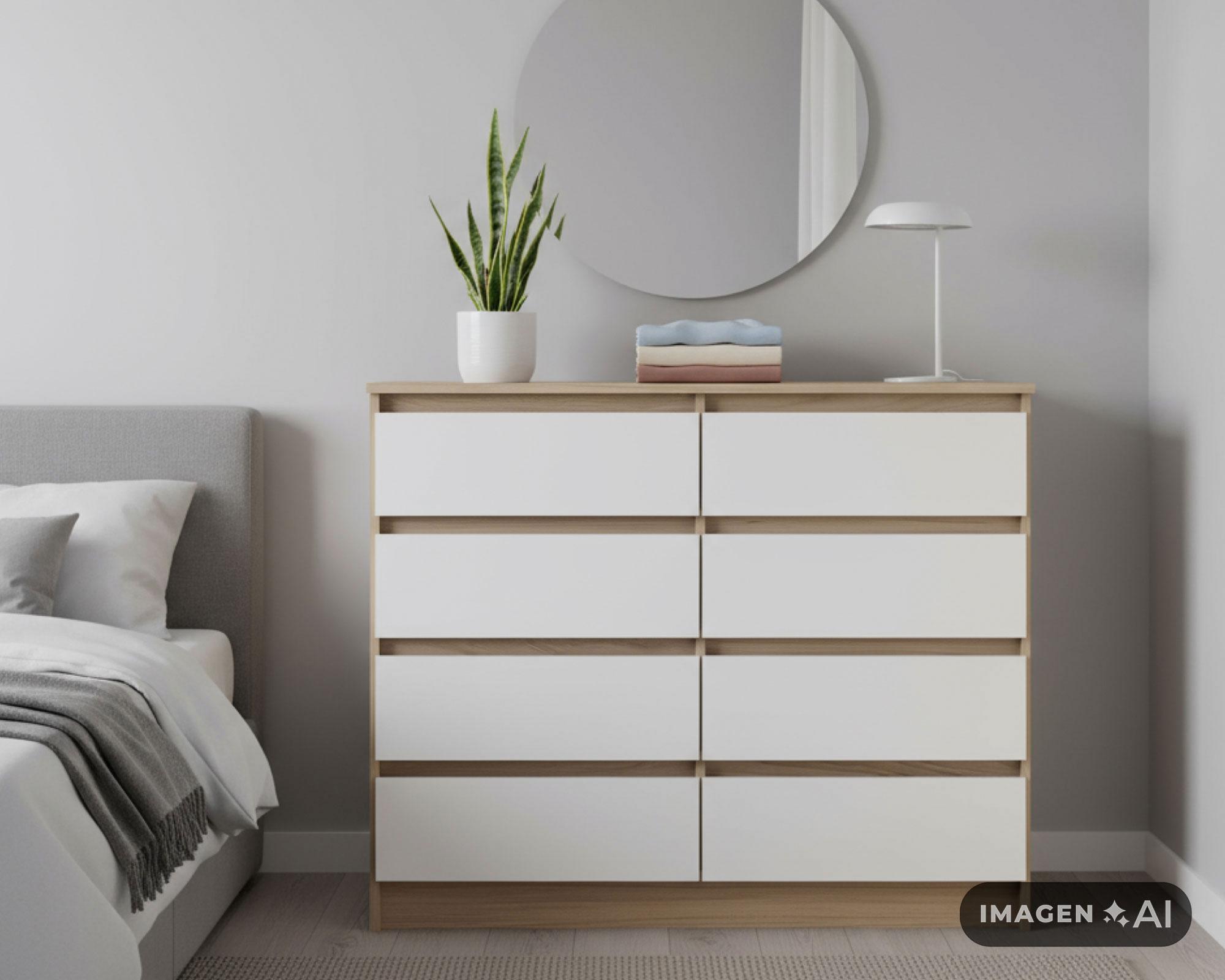 Cómoda austria 8 cajones olmo-blanco Cic-4