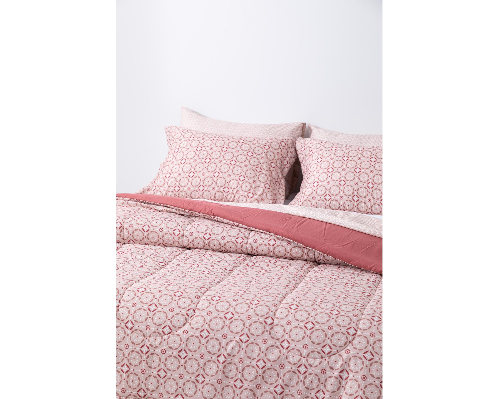 Juego plumón king + 2 fundas almohadas rosado-1