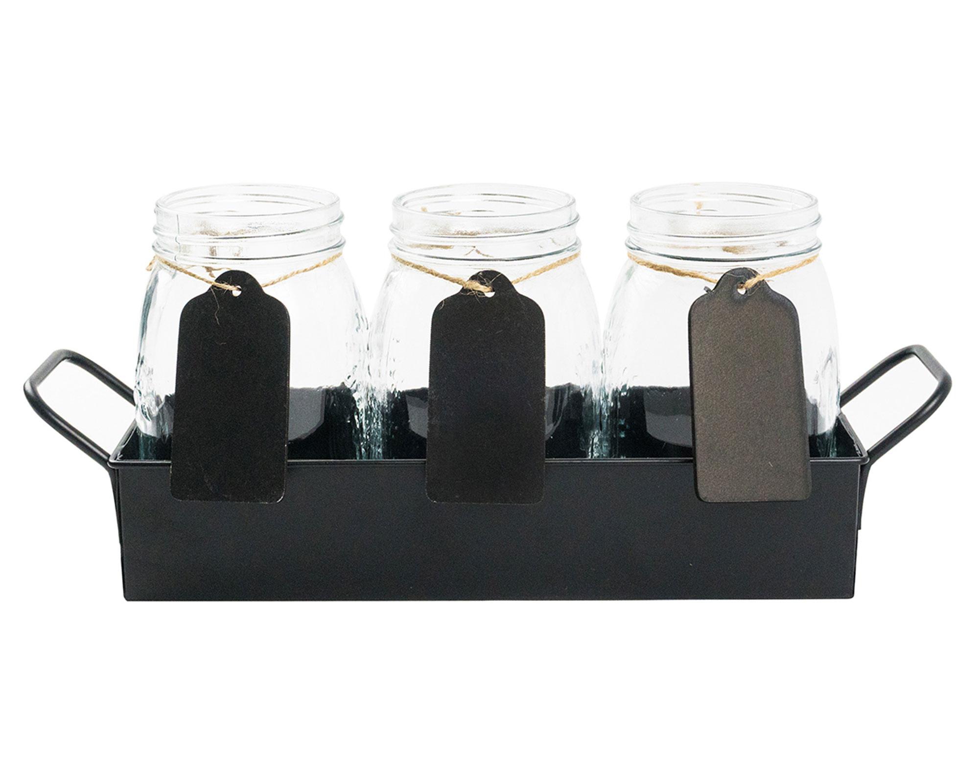 Frascos 3 unidades + bandeja Black Deco Express-0