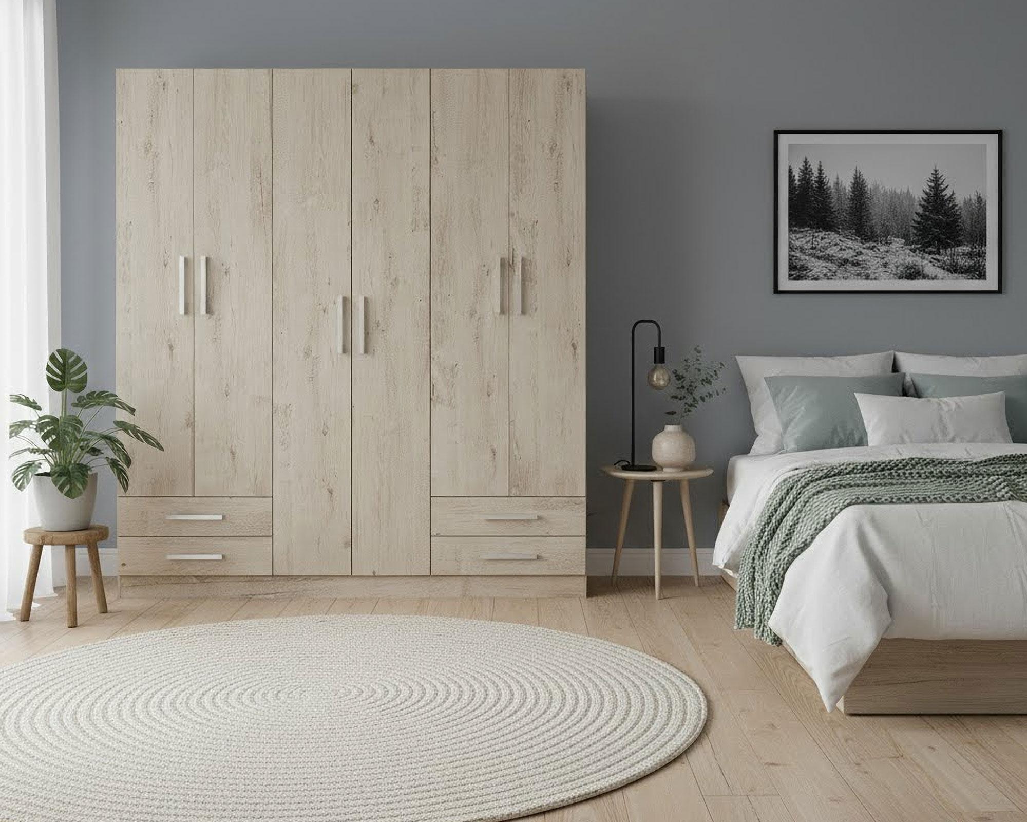 Clóset 6 puertas 4 cajones crema 180x46x200 cm-5