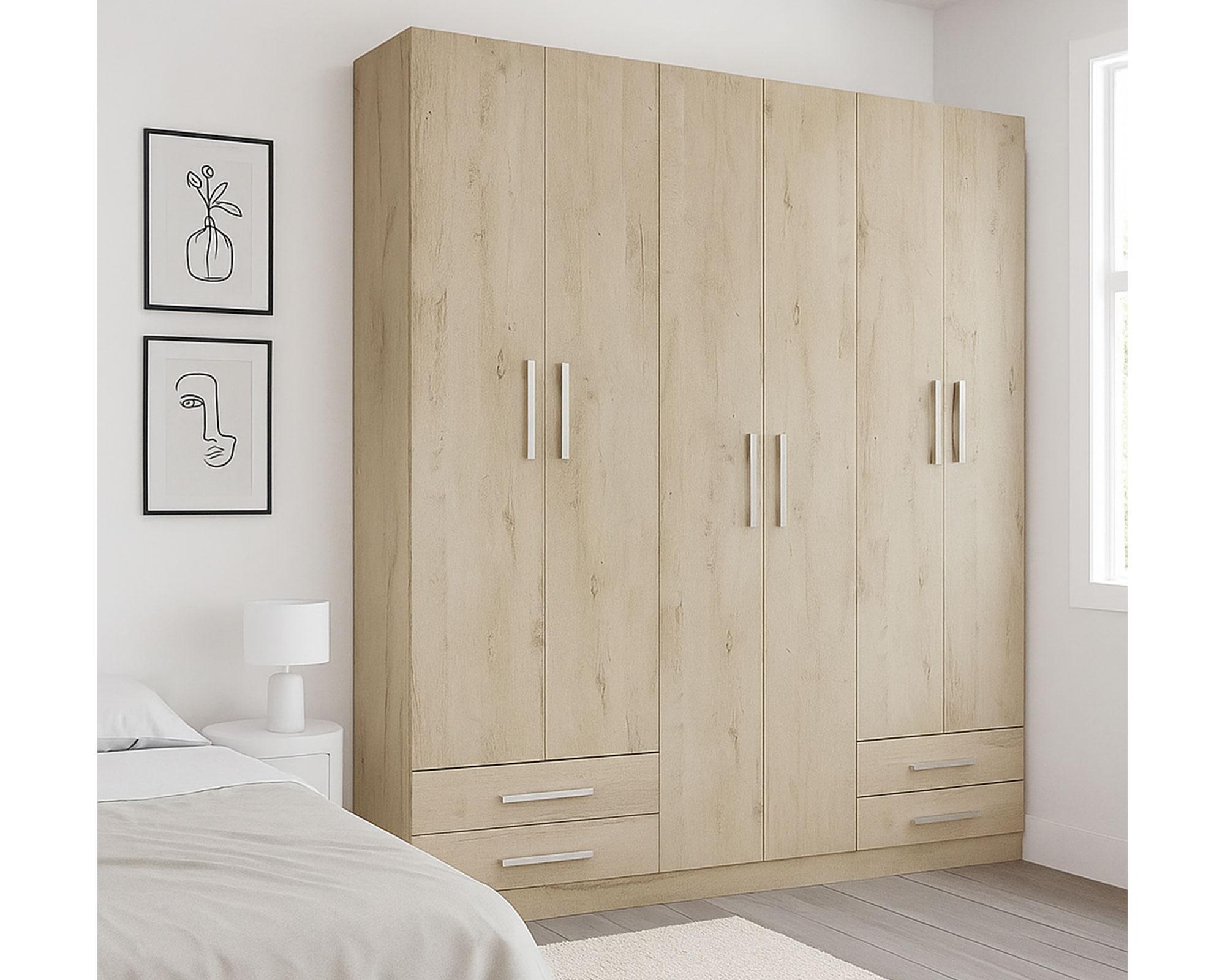 Clóset 6 puertas 4 cajones crema 180x46x200 cm-4