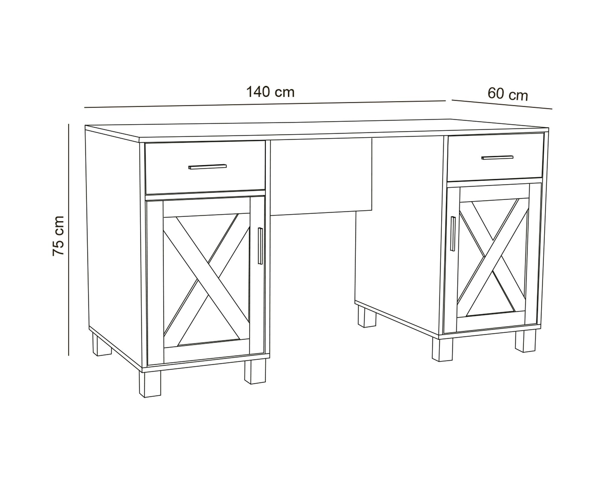 Escritorio 2 puertas 2 cajones Astor rustico-1