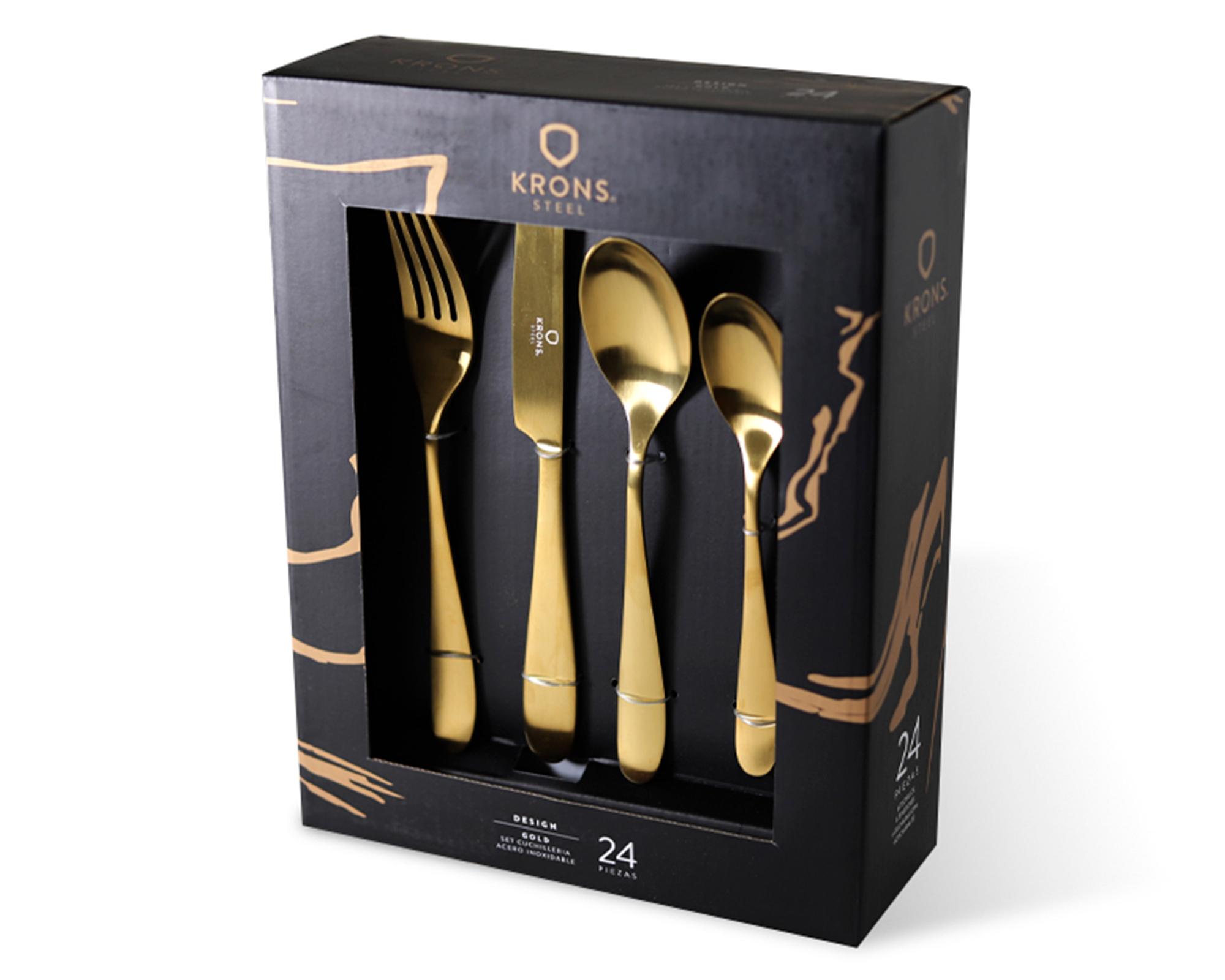 Cubiertos Gold 24 piezas Krons-0