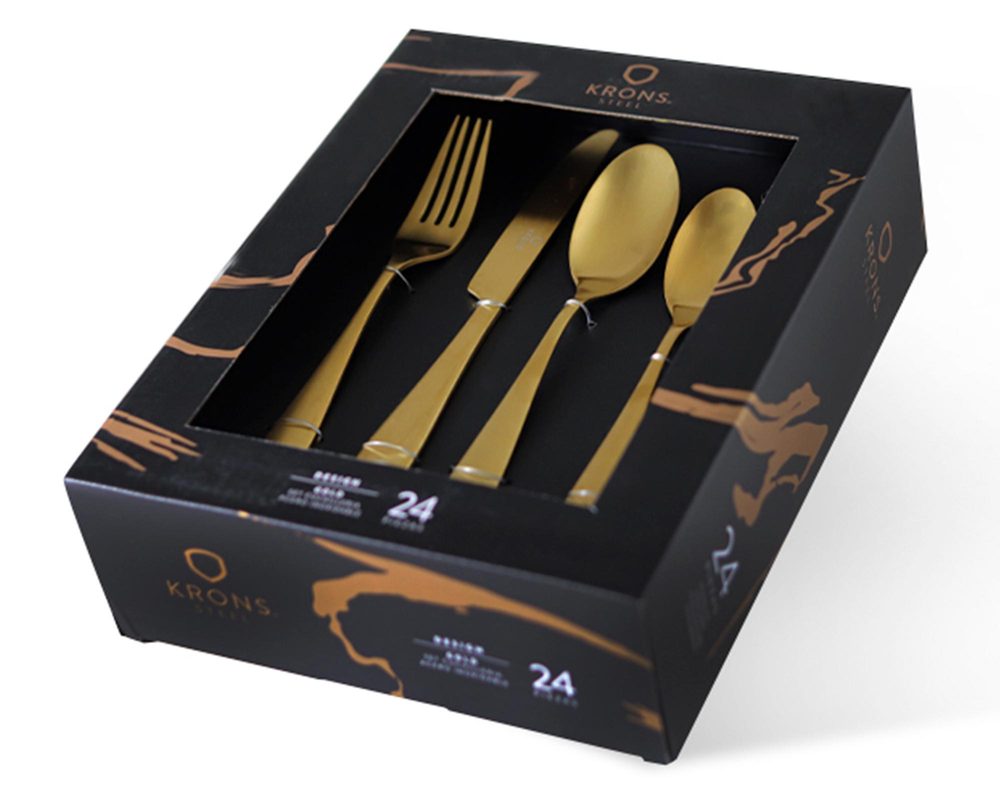 Cubiertos Gold 24 piezas Krons-1