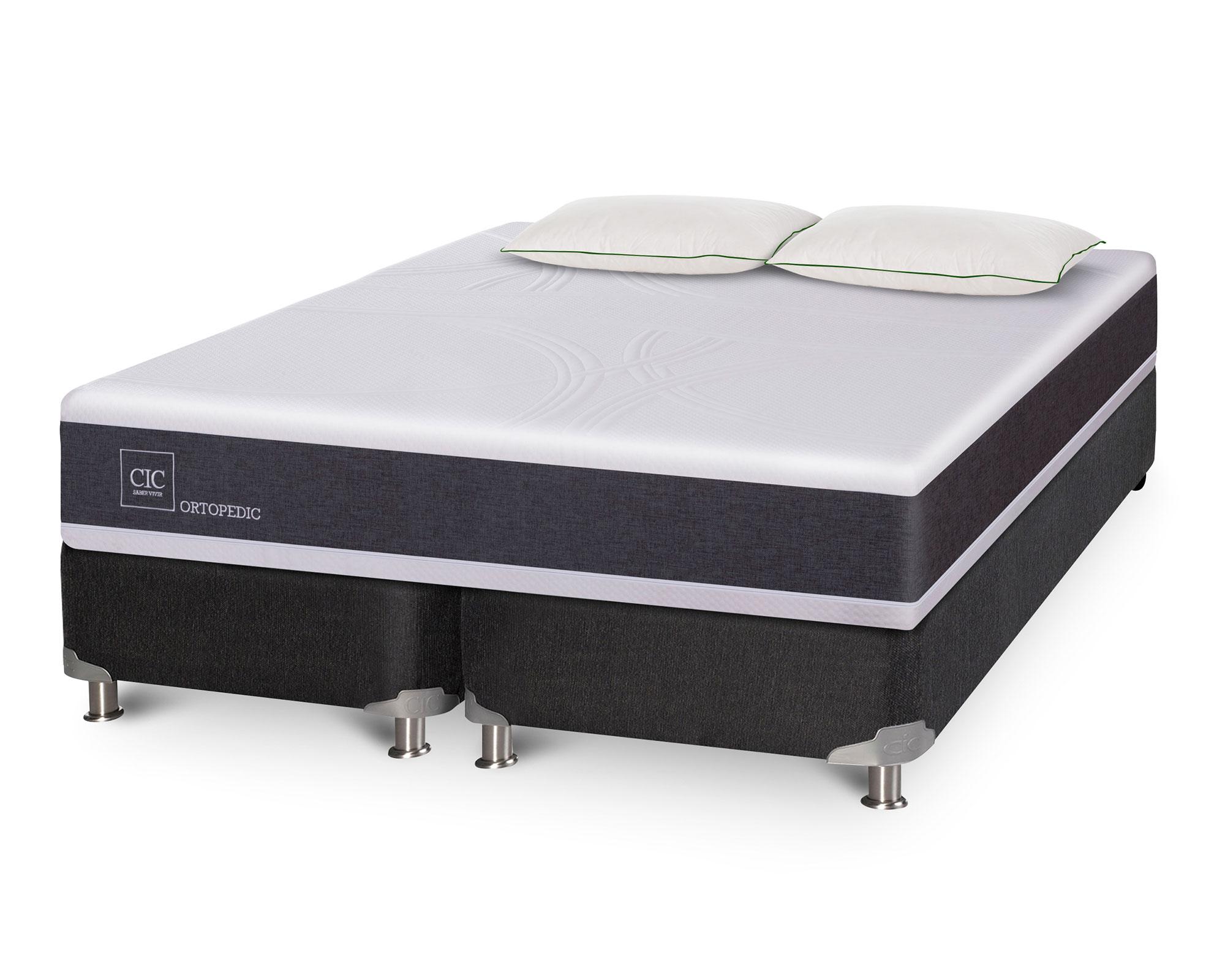 Box spring New Ortopedic 2 plazas + base dividida + 2 almohadas Cic-1