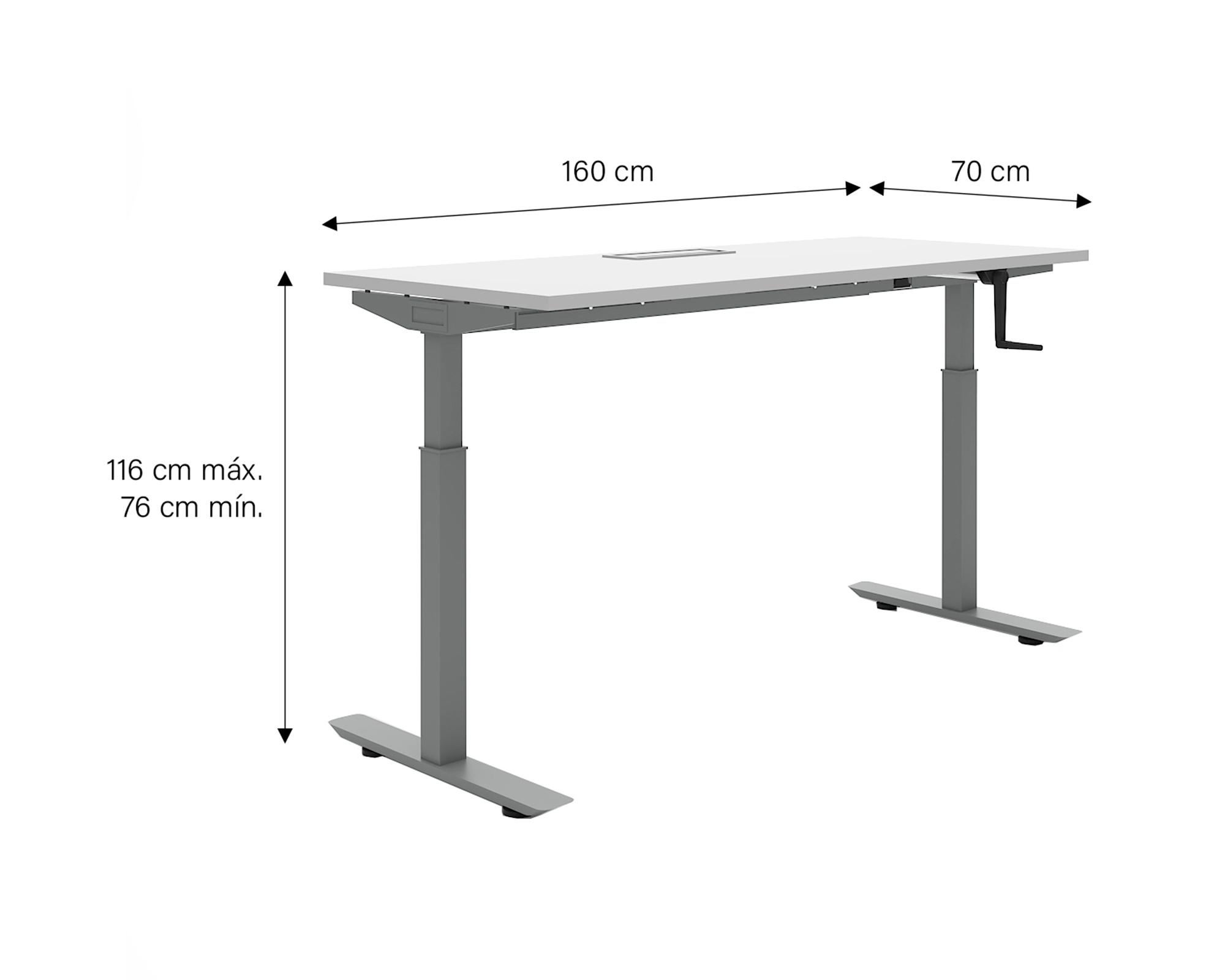 Escritorio ajustable pasacables Neo blanco/gris-3