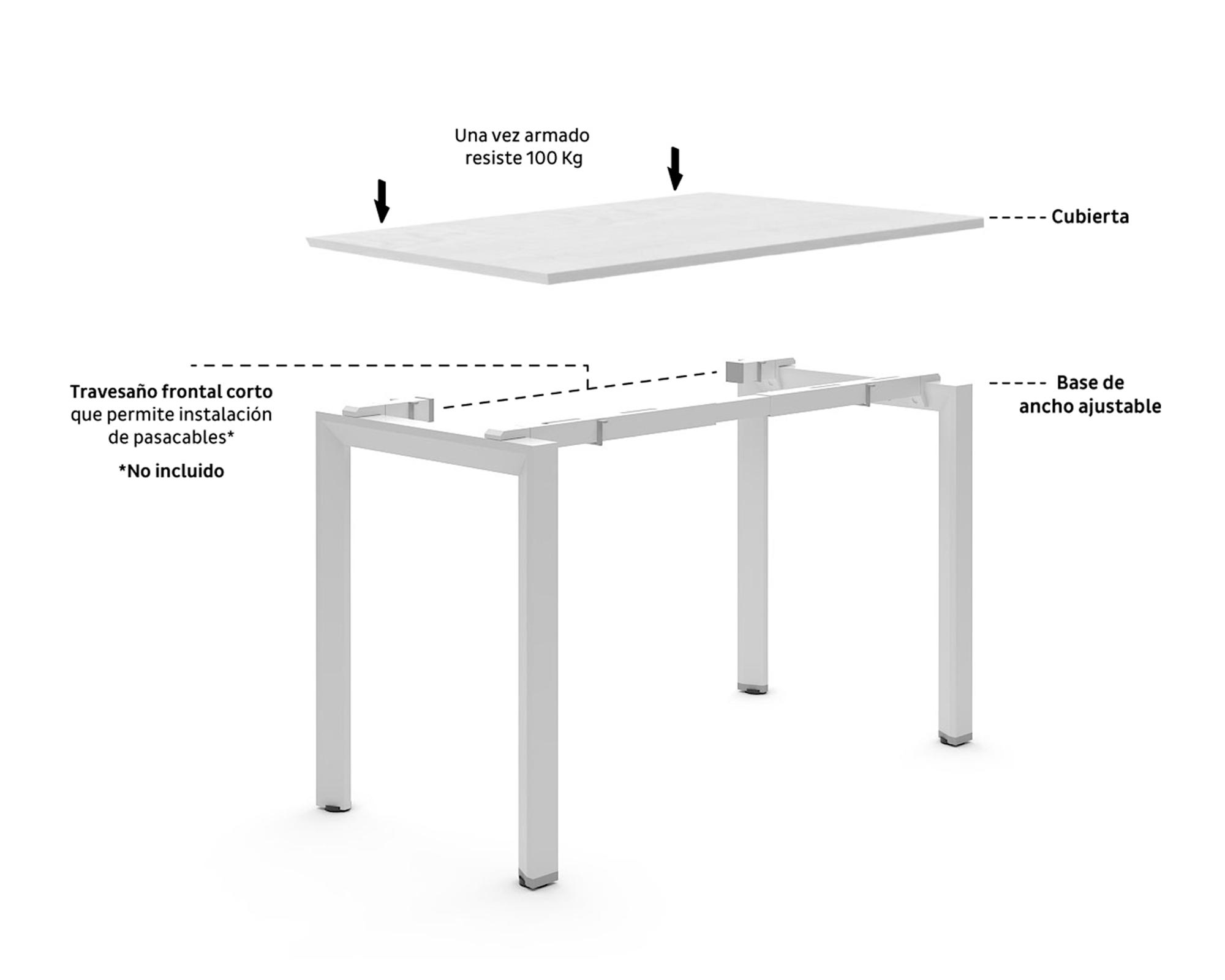 Escritorio MDF Neo mate blanco/negro-3