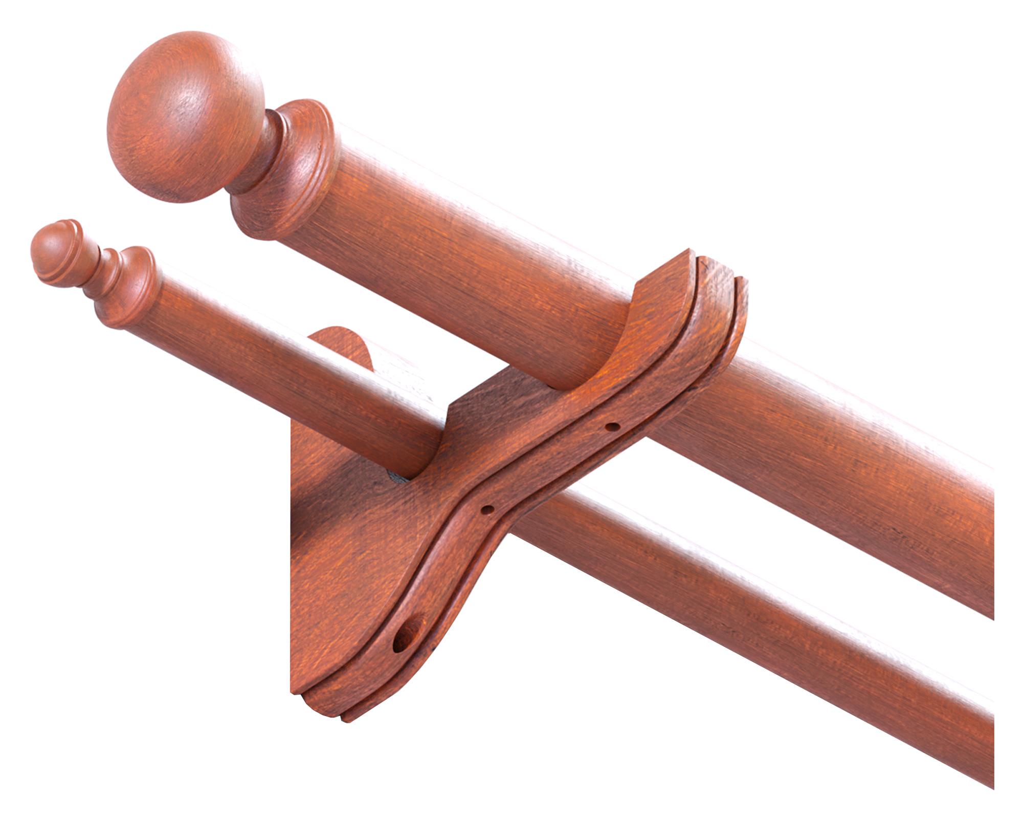 Soporte cortina + Terminal barra 22-35 mm Doble cedro-0