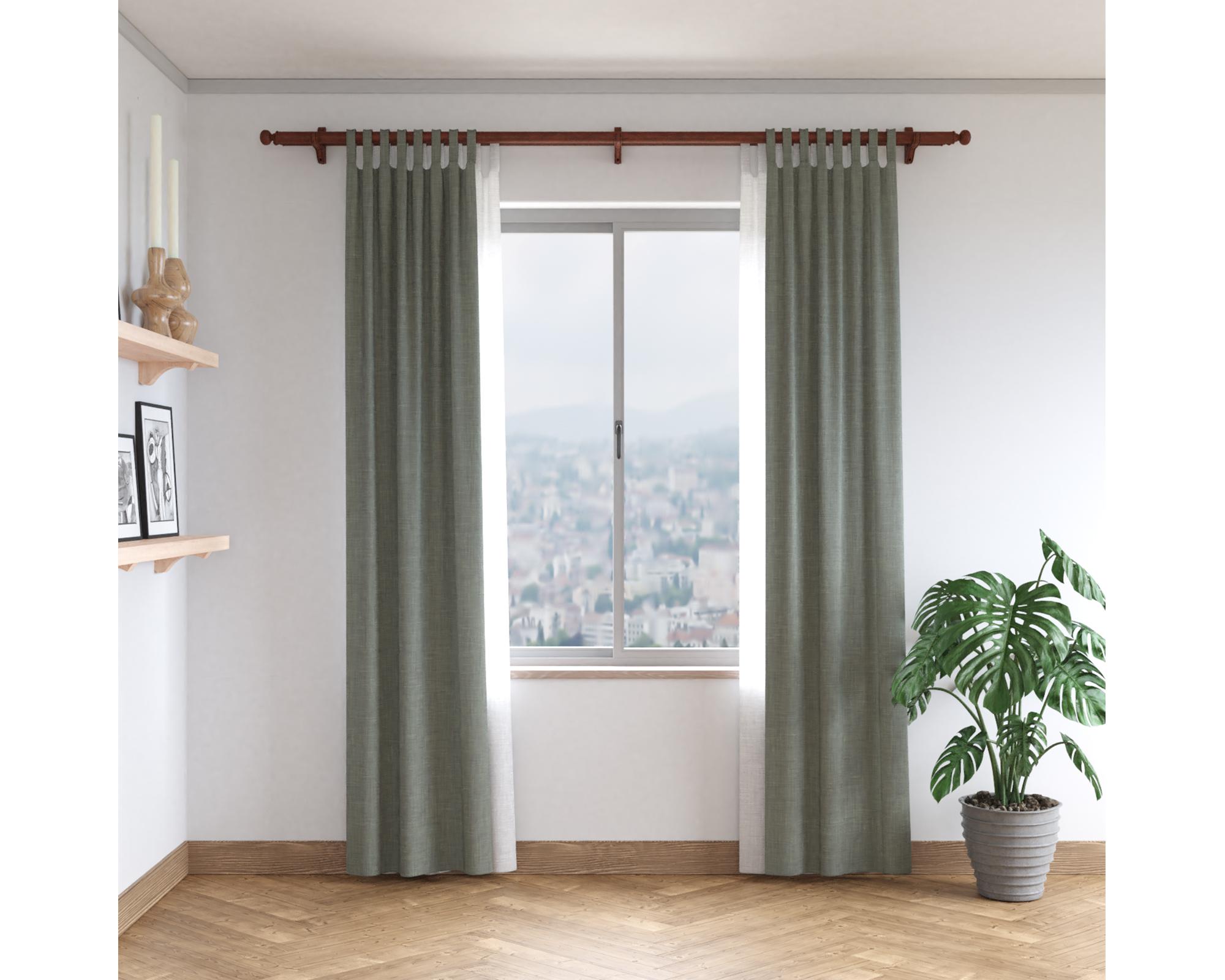 Soporte cortina + Terminal barra 22-35 mm Doble cedro-1