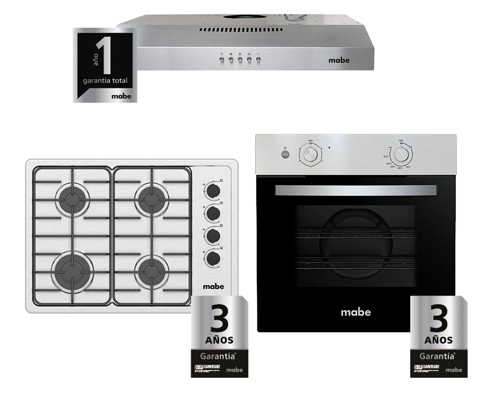 Encimera + campana + horno 60 cm  acero inoxidable-1