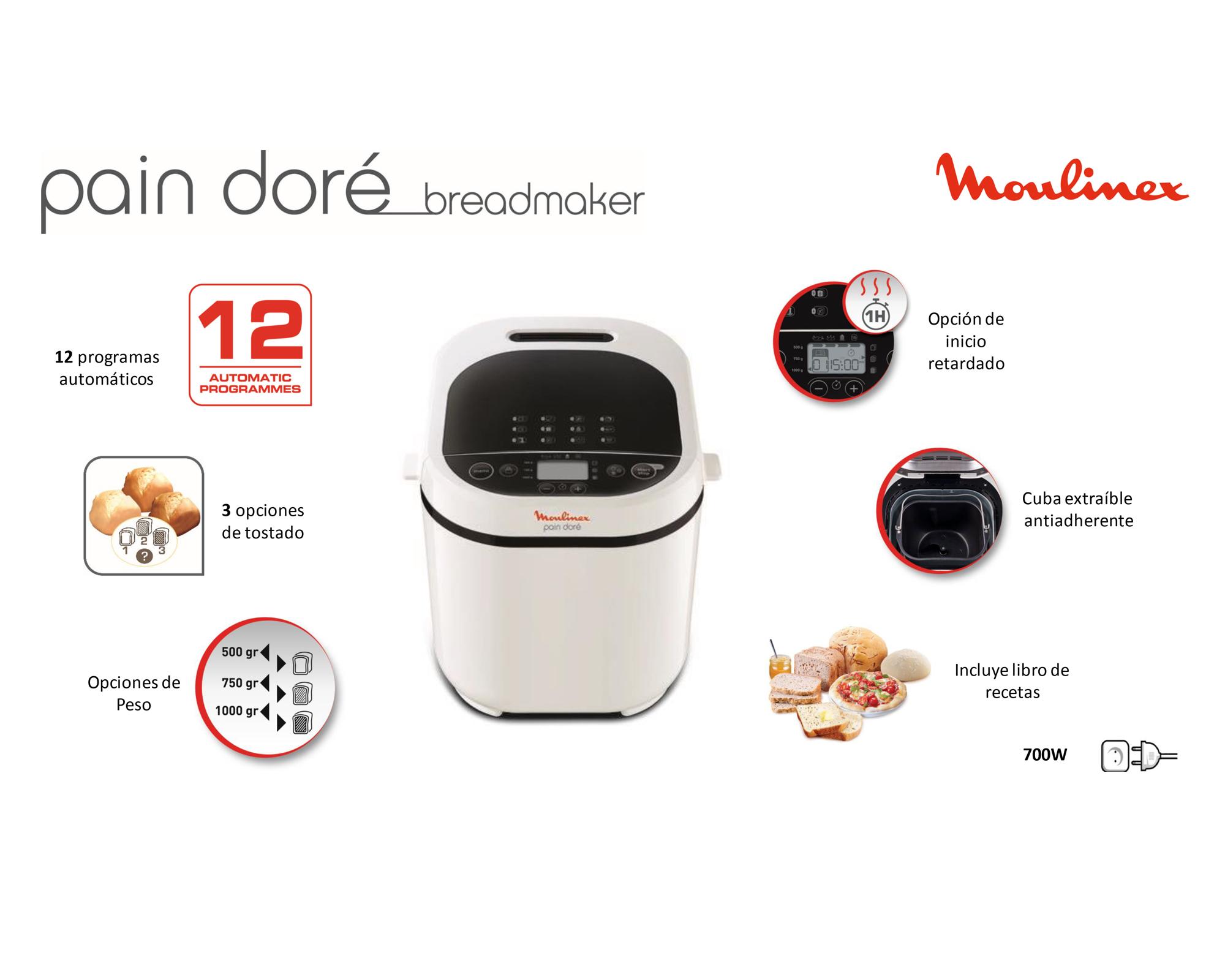 Máquina De Pan Pain Dore 720W Moulinex-6