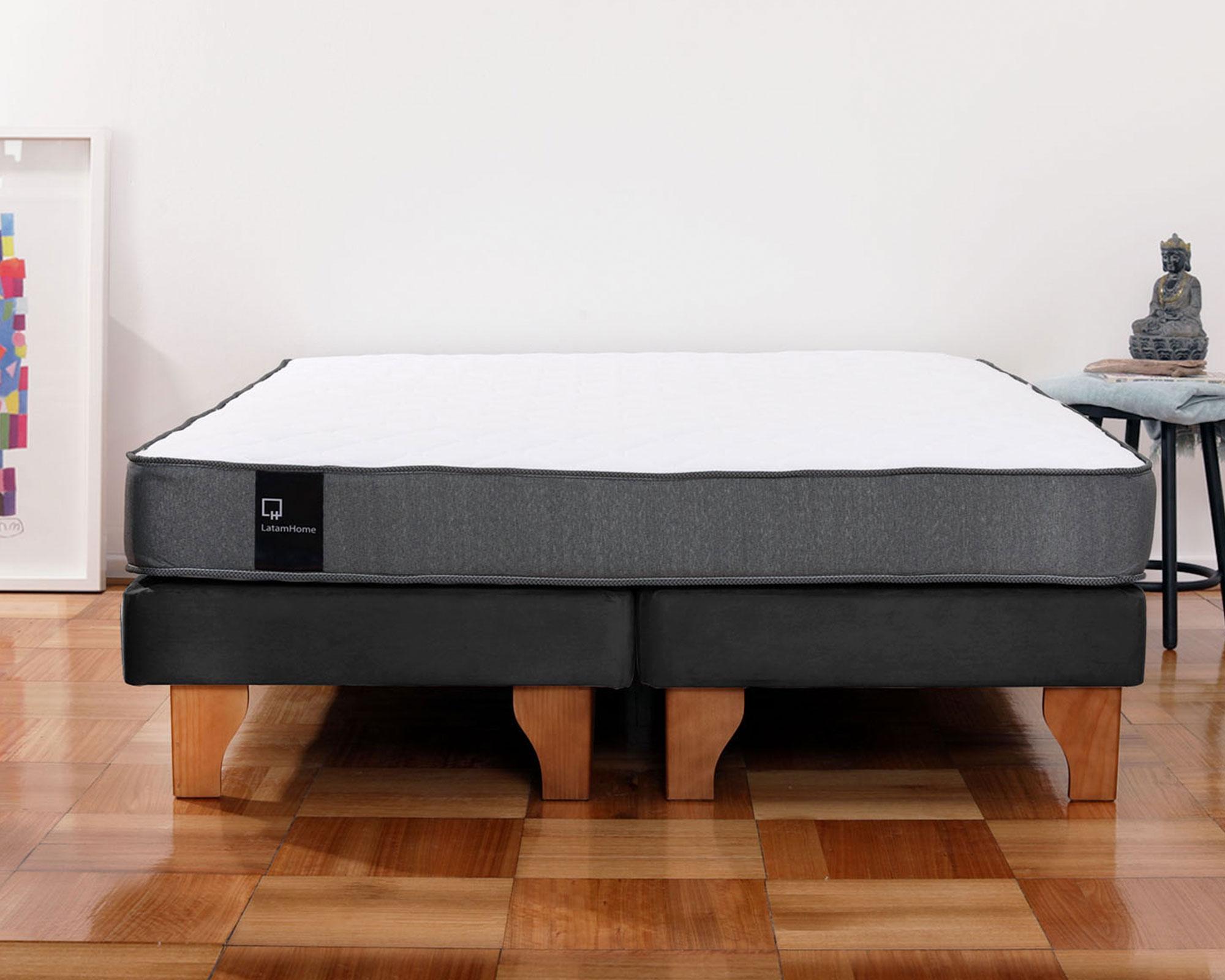Cama europea 2 plazas Zen Best base dividida tela negro-4