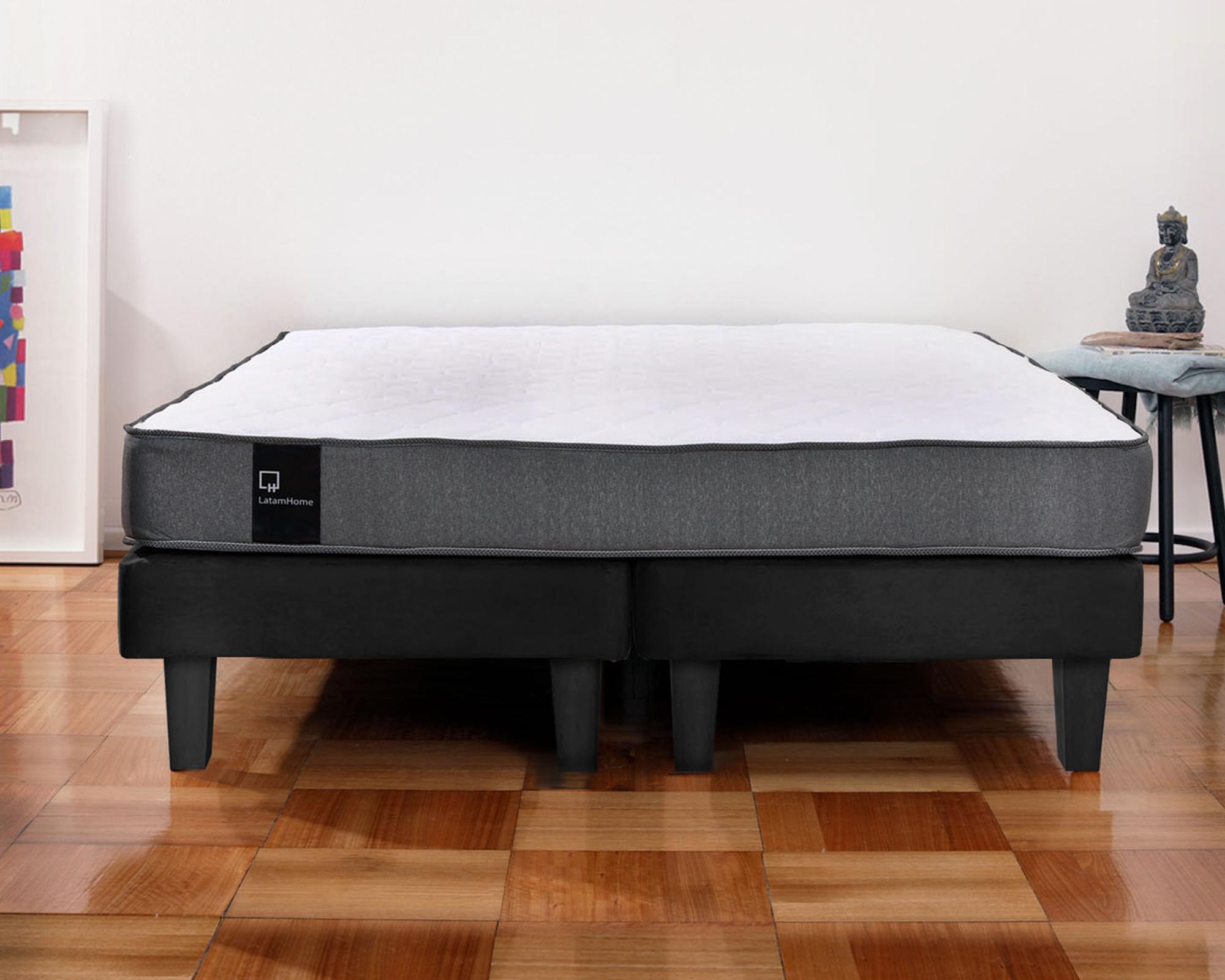 Cama europea 2 plazas Zen Best base dividida tela negro-3