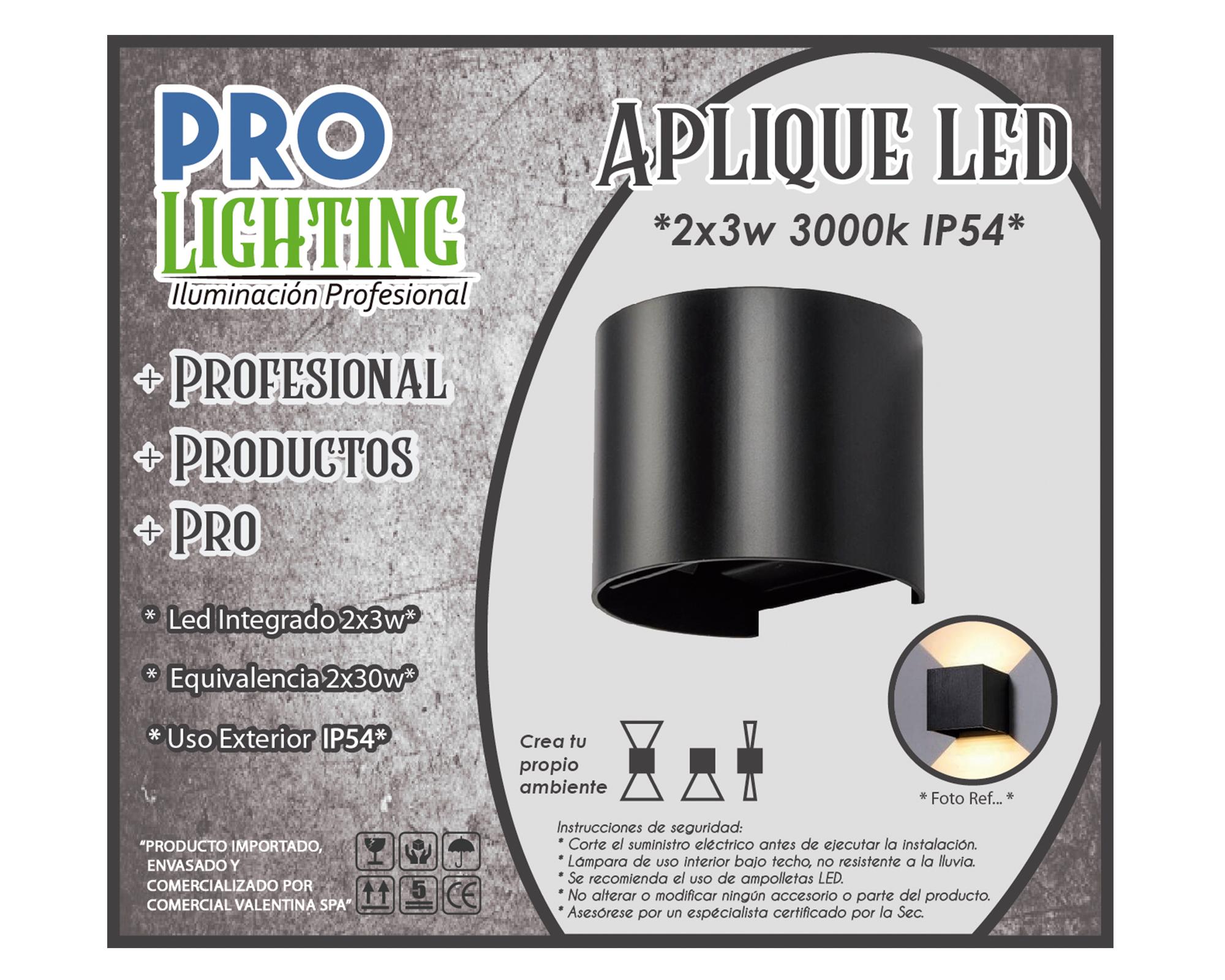 Aplique LED 6W luz cálida GRCU 2x3W negro-1