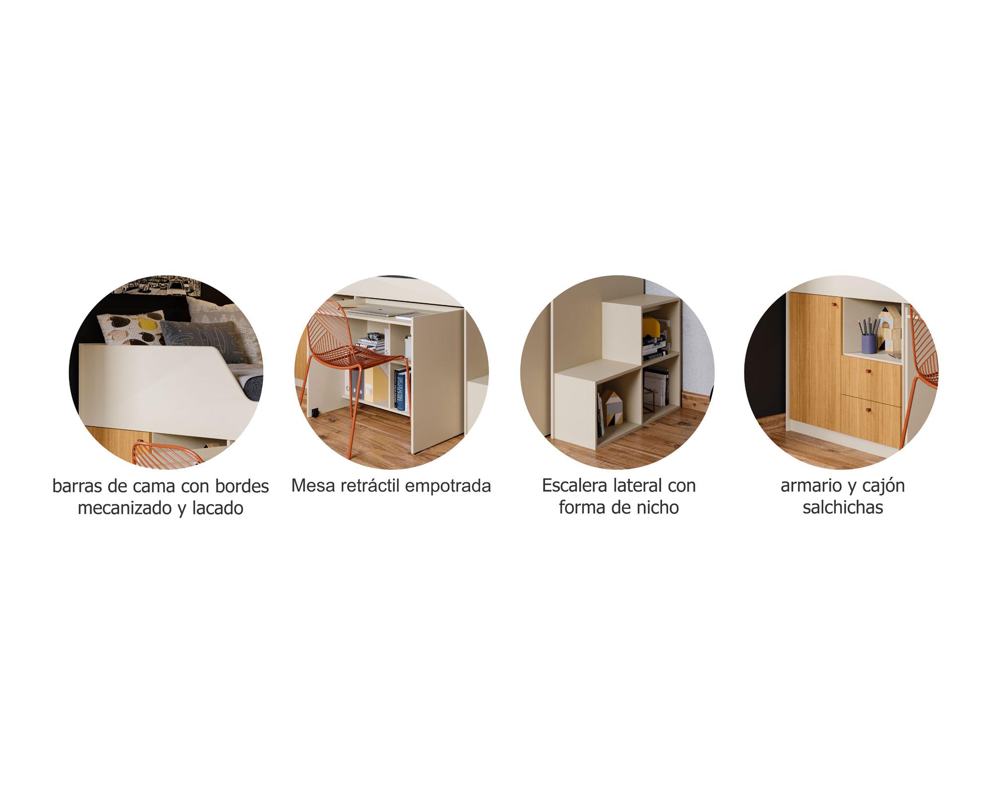 Cama americana multifuncional Aila 1.5 plazas + 2 cajones + 1 puerta Decocasa-2