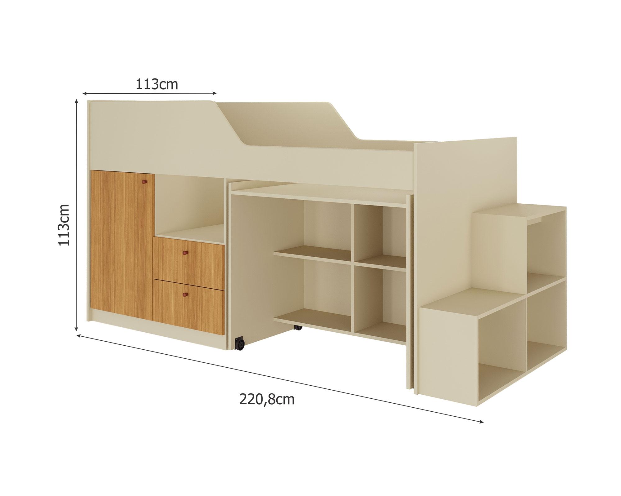 Cama americana multifuncional Aila 1.5 plazas + 2 cajones + 1 puerta Decocasa-5