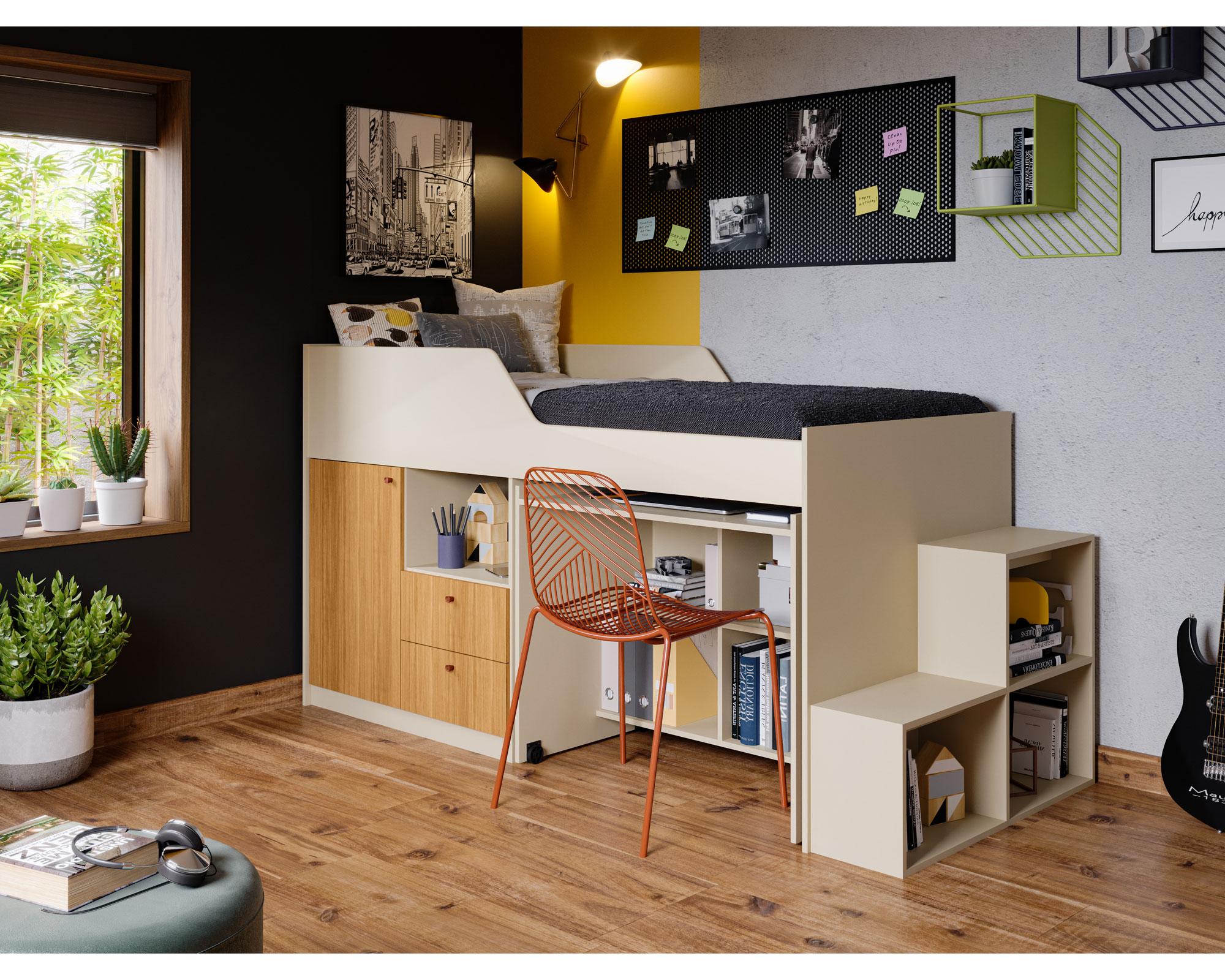 Cama americana multifuncional Aila 1.5 plazas + 2 cajones + 1 puerta Decocasa-3