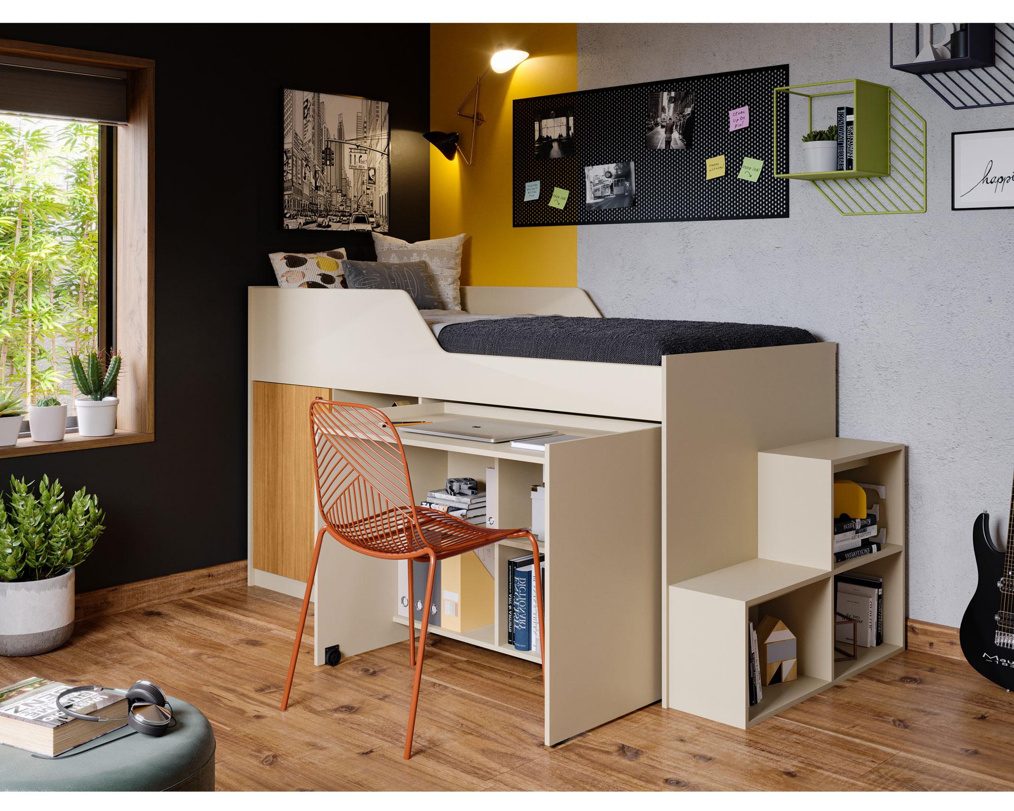 Cama americana multifuncional Aila 1.5 plazas + 2 cajones + 1 puerta Decocasa-4