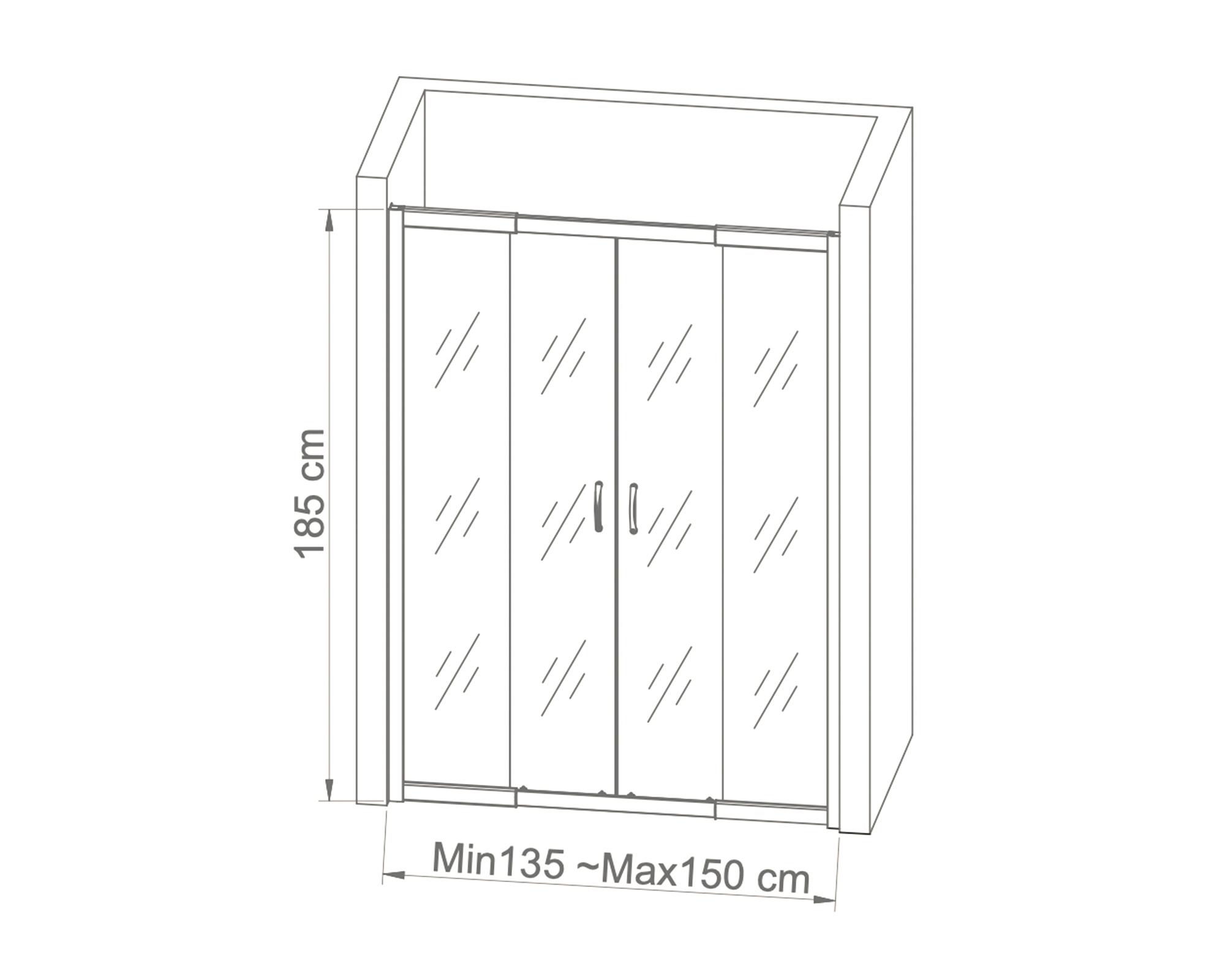 Mampara frontal 185x135-150 cm 6 mm-10