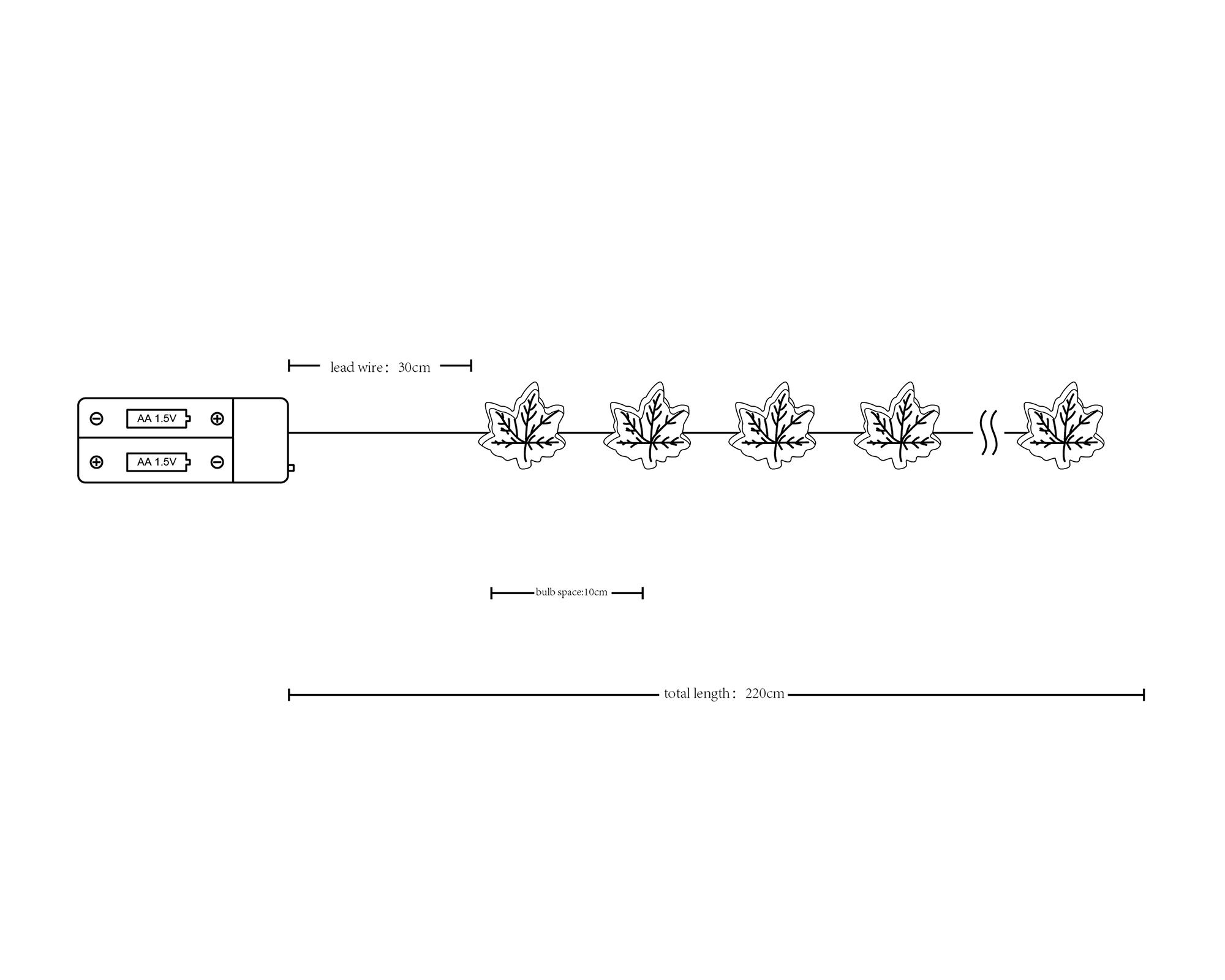 Guirnalda LED 20L luz cálida Hojas-3