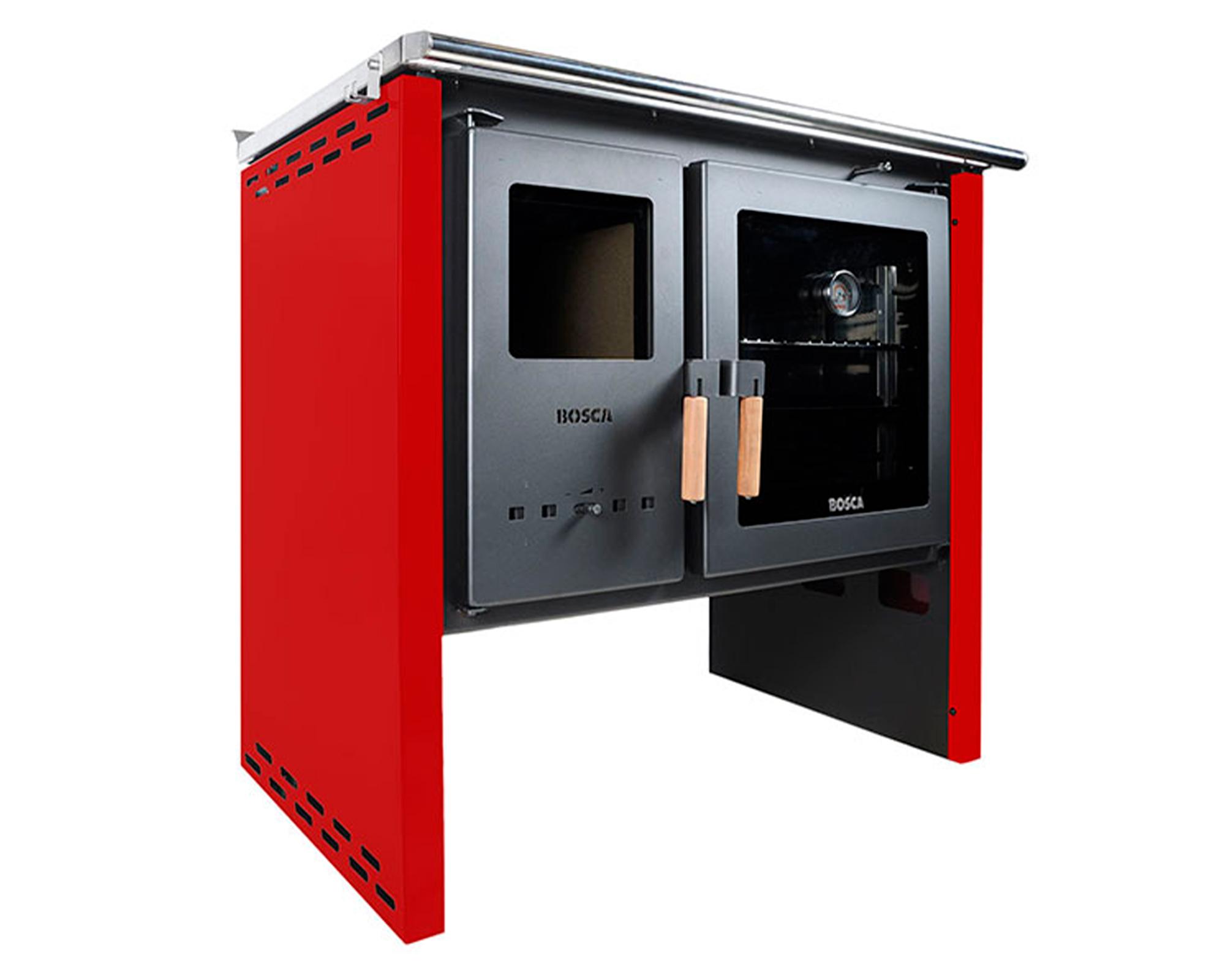 Cocina a leña Hestia 90 rojo-2