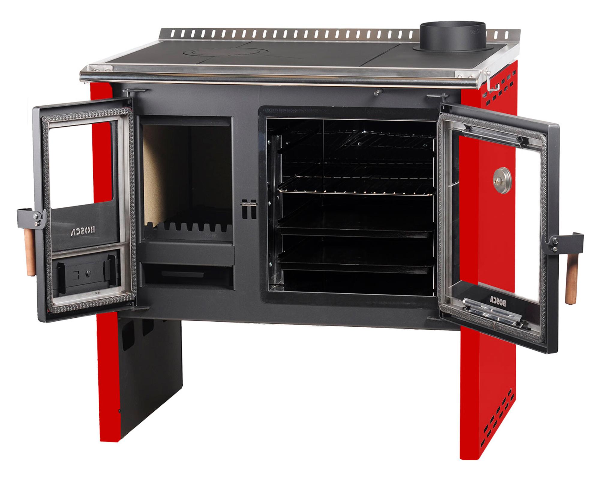 Cocina a leña Hestia 90 rojo-3