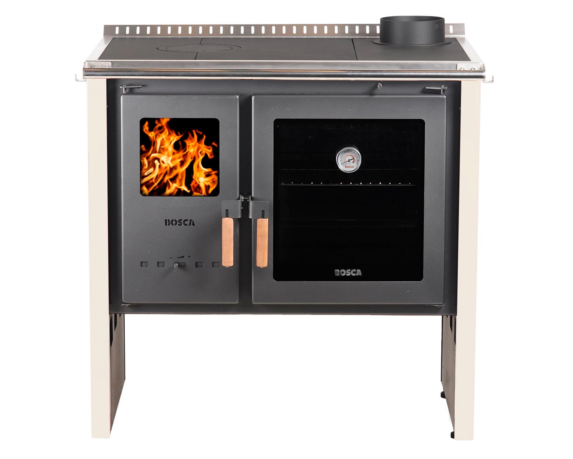 Cocina a leña 9kW Hestia 90 crema-0