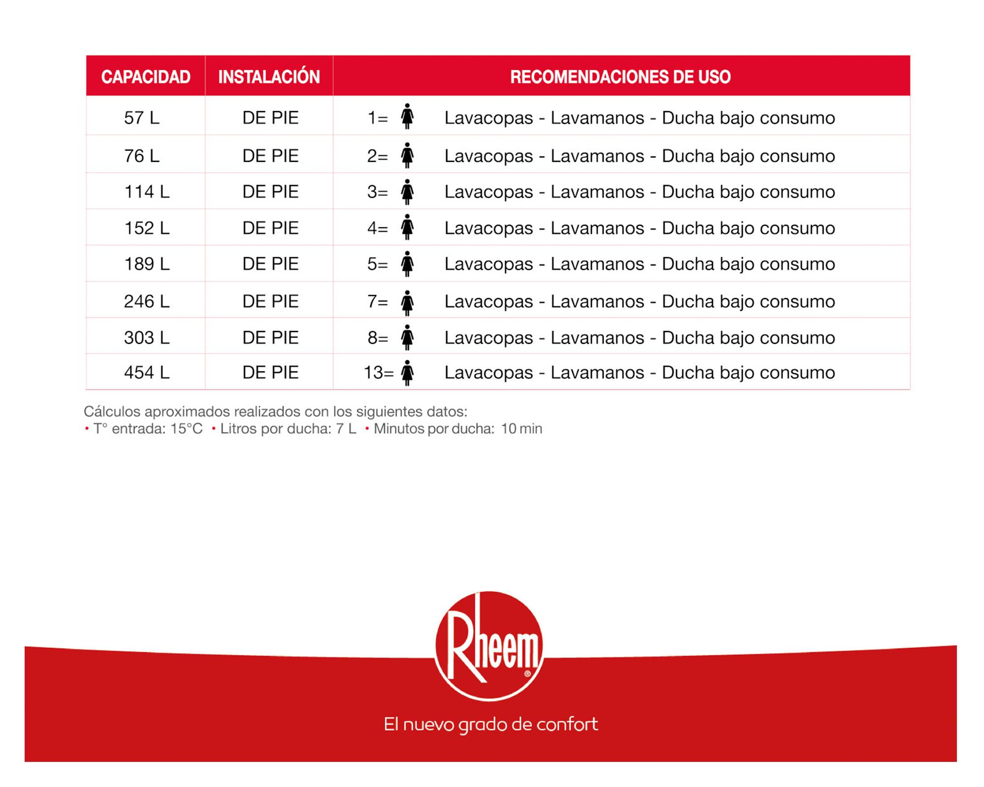 Termo eléctrico 57 litros gris Rheem-2