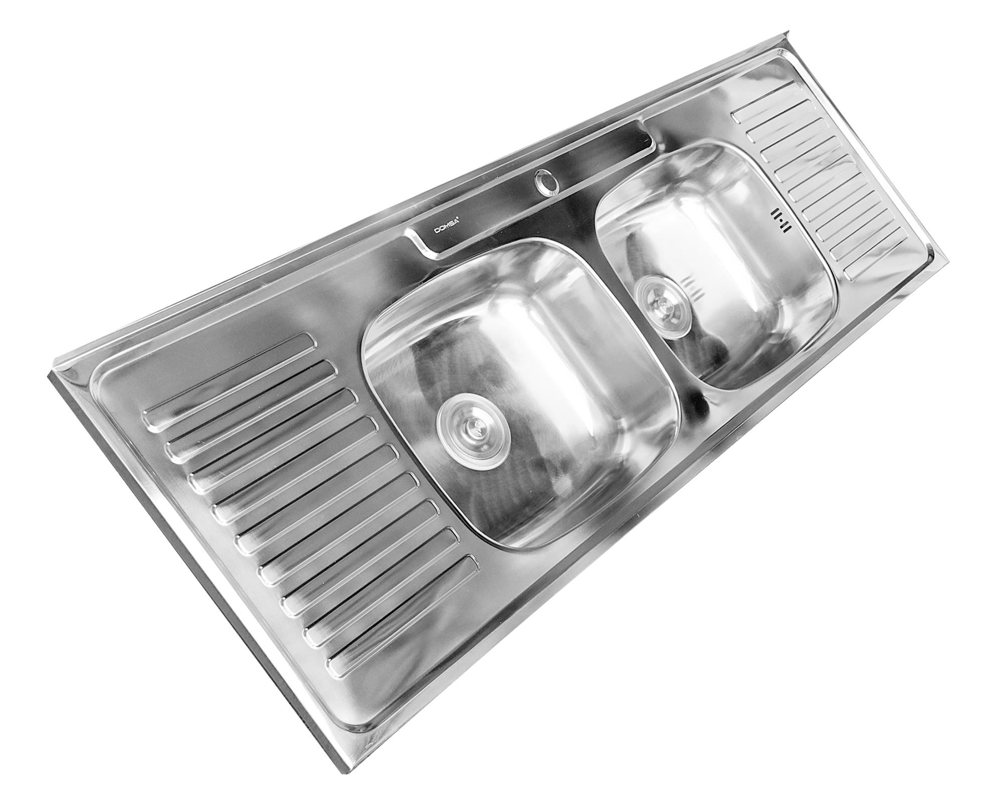 Lavaplatos doble sobreponer IDP15050 plateado 150x50x16 cm-1