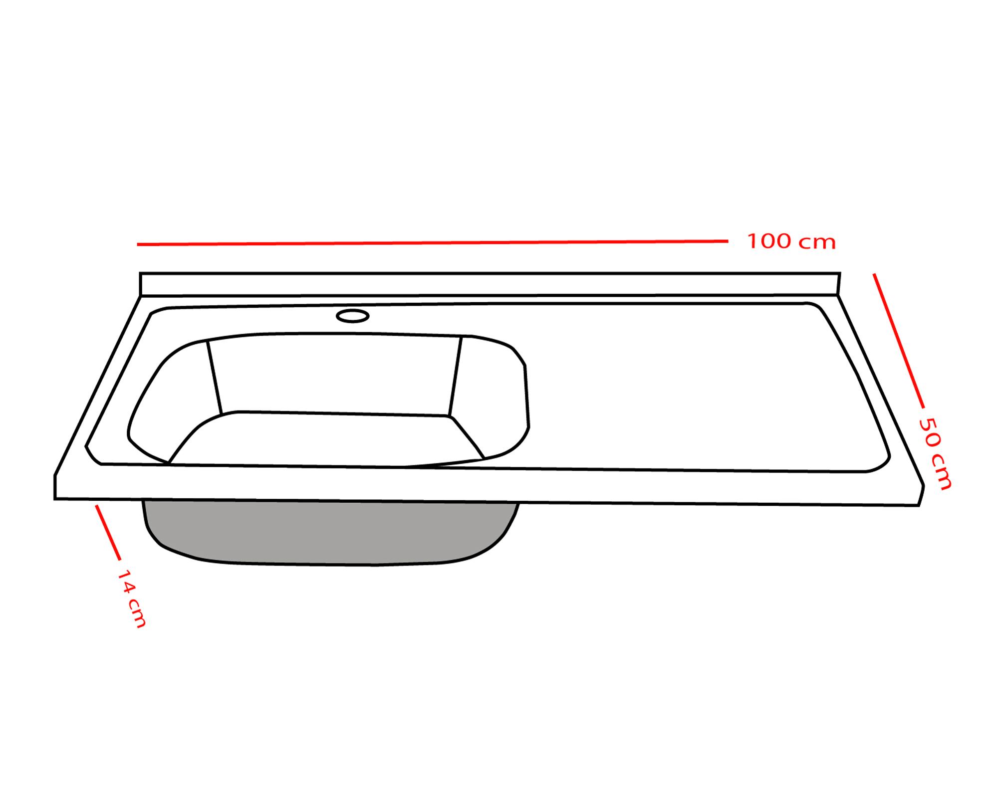 Cubierta lavaplatos I10050R plateado 100x50x14 cm-4
