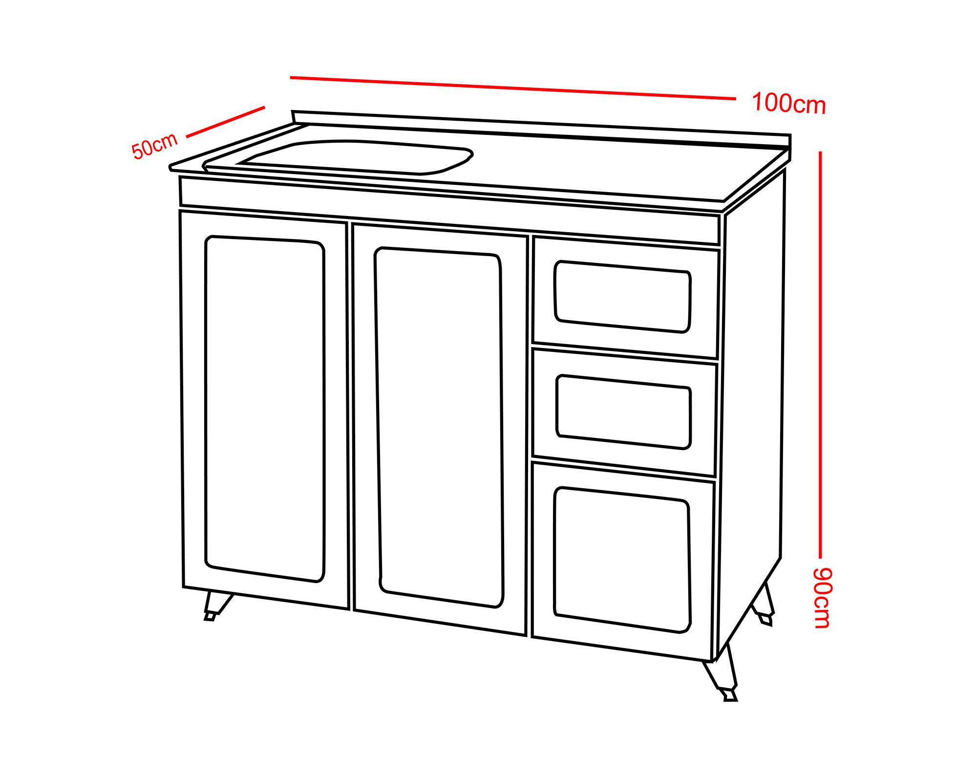 Mueble lavaplatos 50 cm + 4 espacios café Domsa-3