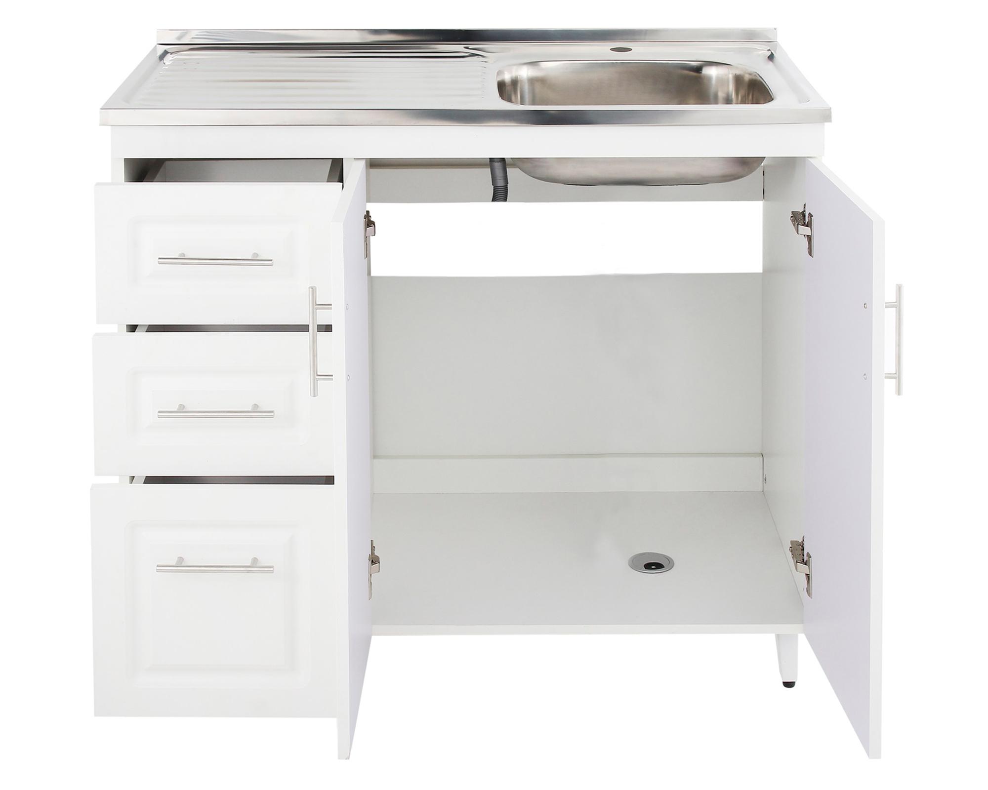 Kit mueble lavaplatos 100x50 cm izquierdo PI100 blanco-4