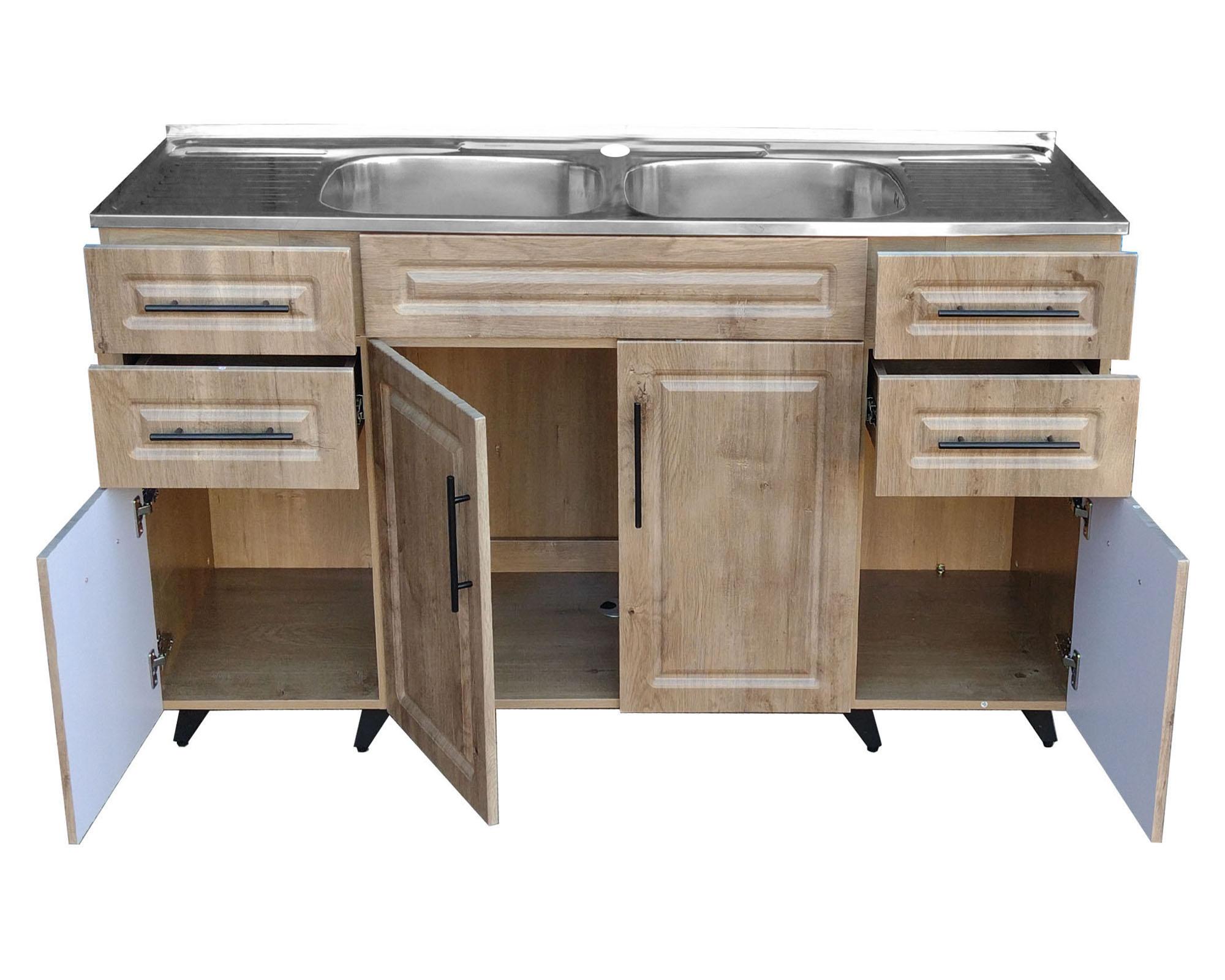 Mueble base lavaplatos 50 cm 4 puertas P150W nogal-2