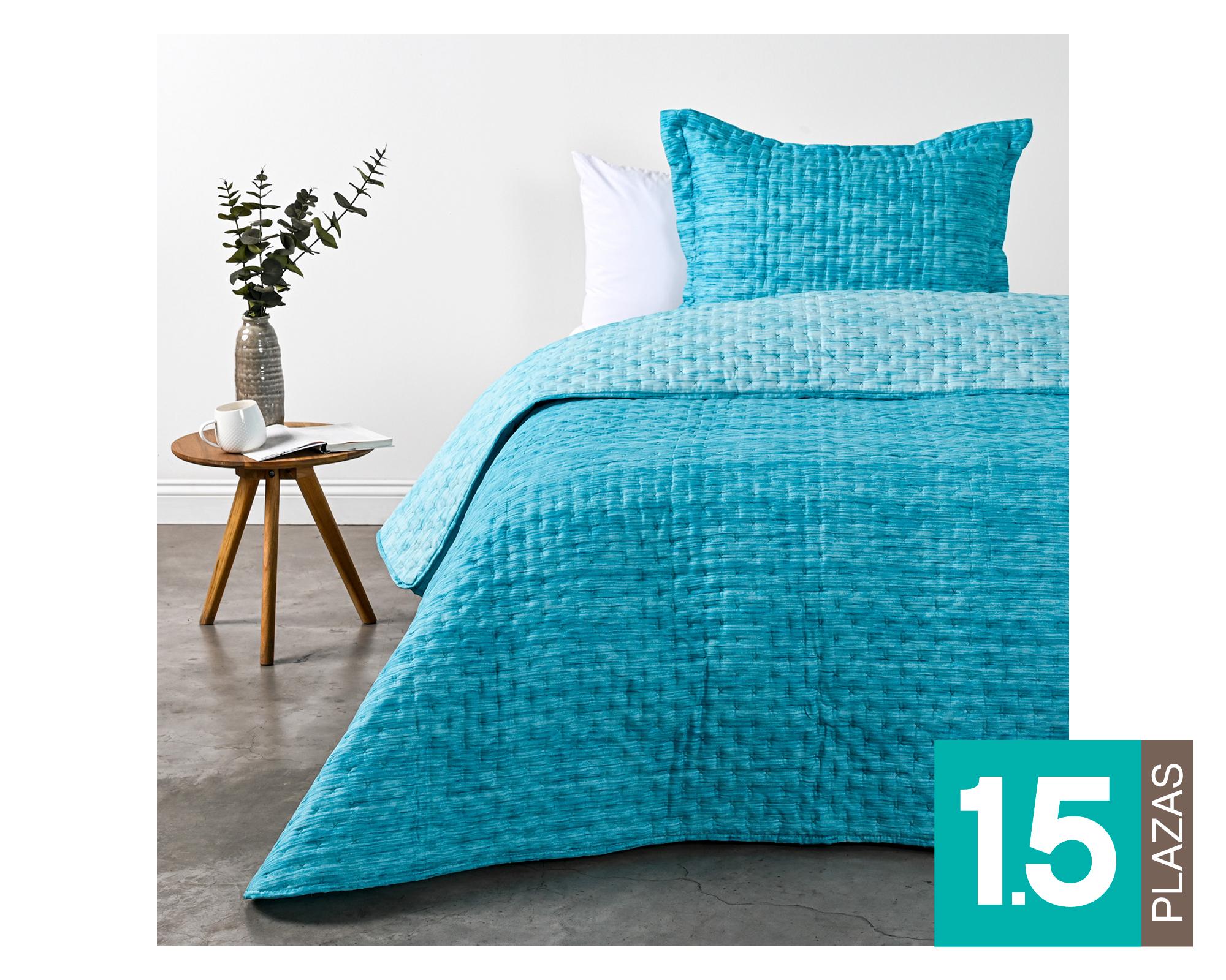 Quilt 1.5 plazas Dye turquesa American Family-0