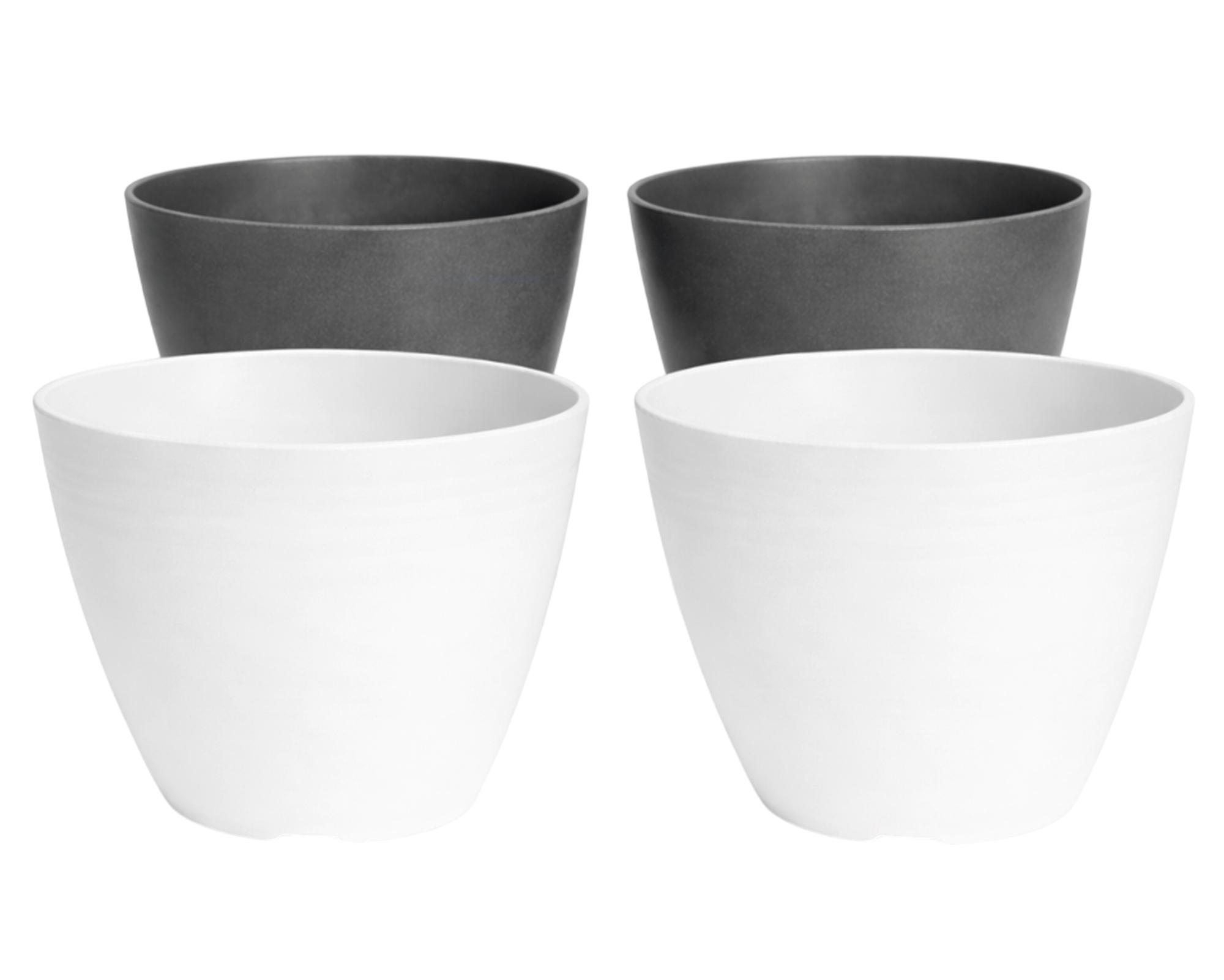 Set 4 maceteros Bio Bamboo Actual gris/blanco 18x24 cm-0