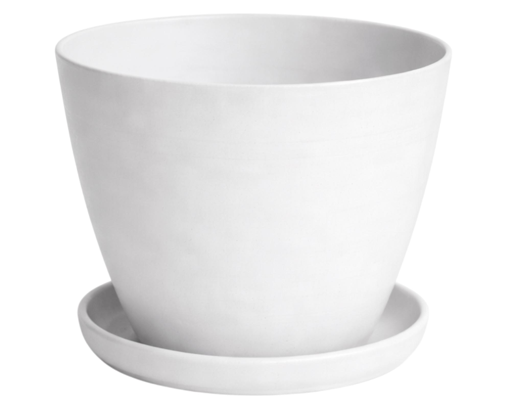 Set macetero + plato Bio Bamboo Actual blanco 18x24 cm-0