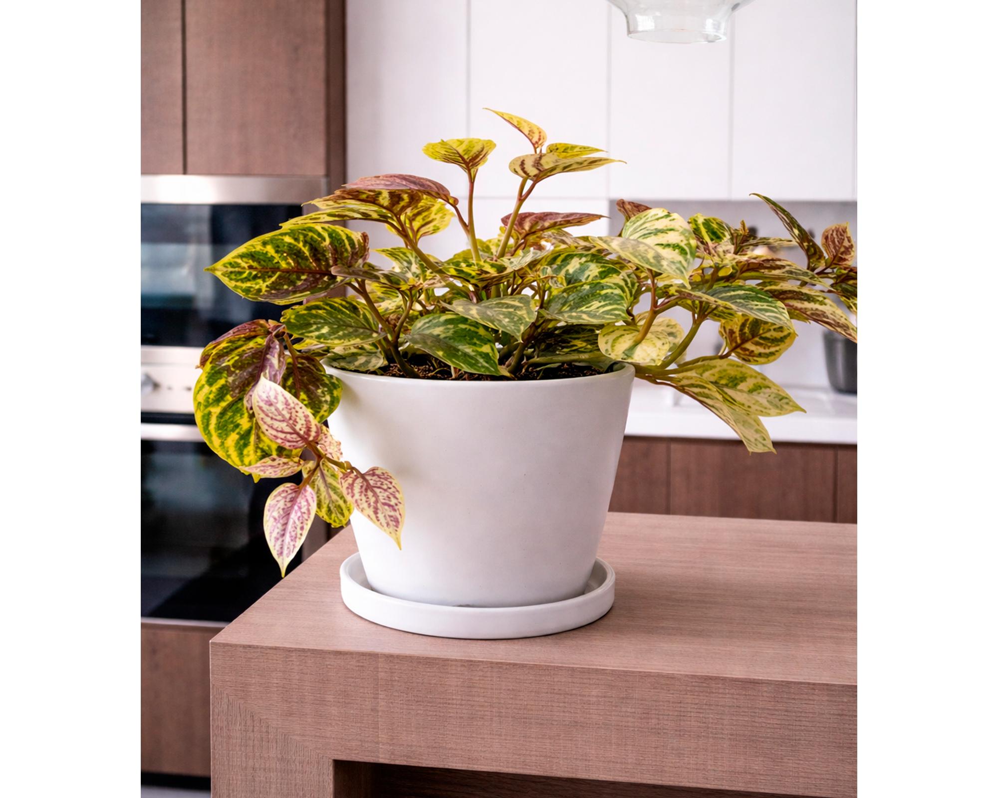 Set macetero + plato Bio Bamboo Actual blanco 18x24 cm-4