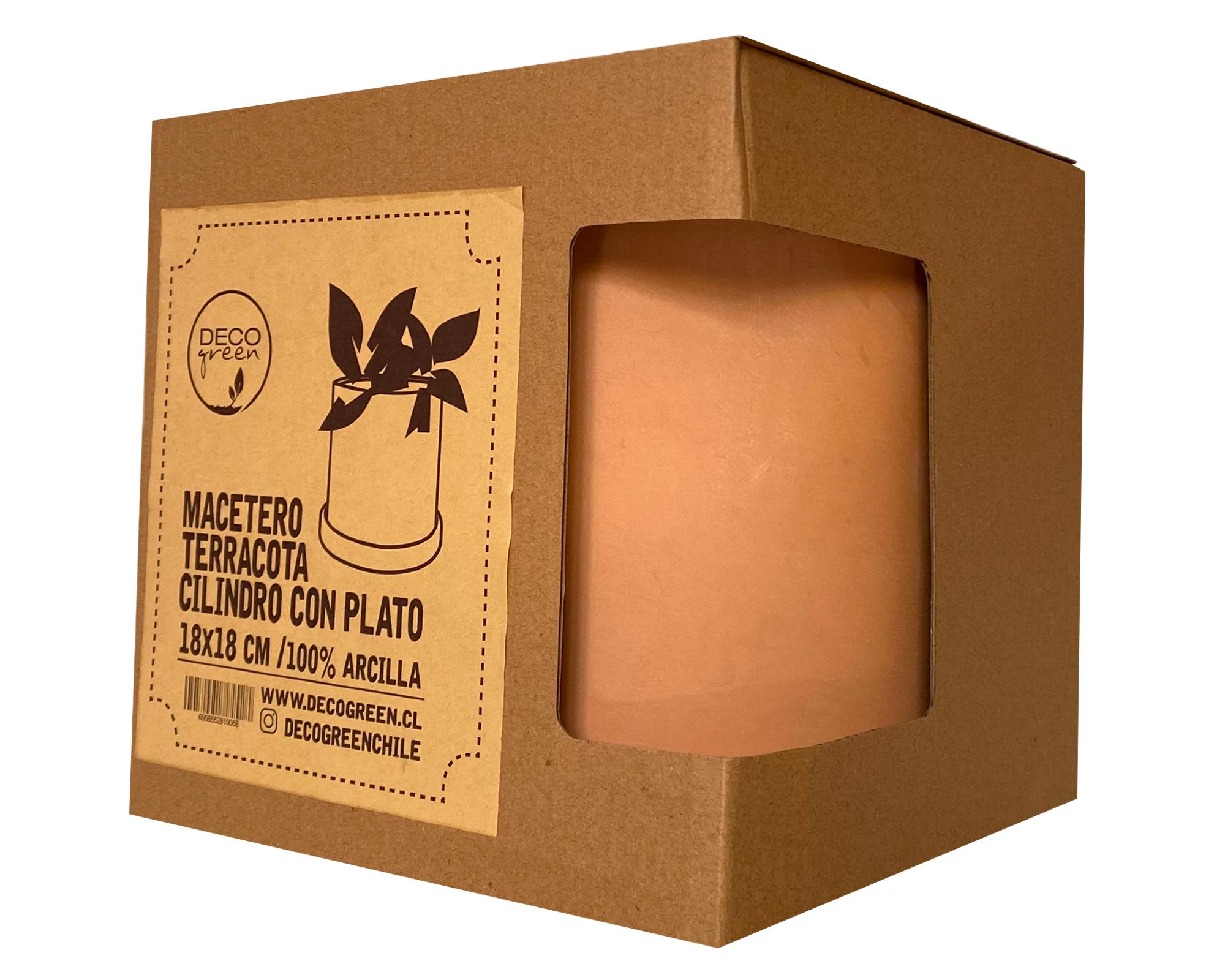 Macetero con plato Cilindro terracota 18x18x18 cm-2