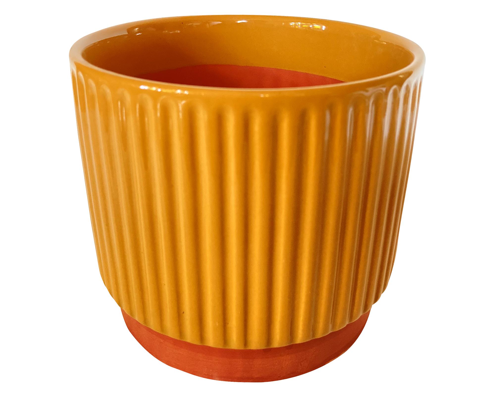 Macetero enlozado mostaza 14x12x12 cm-0