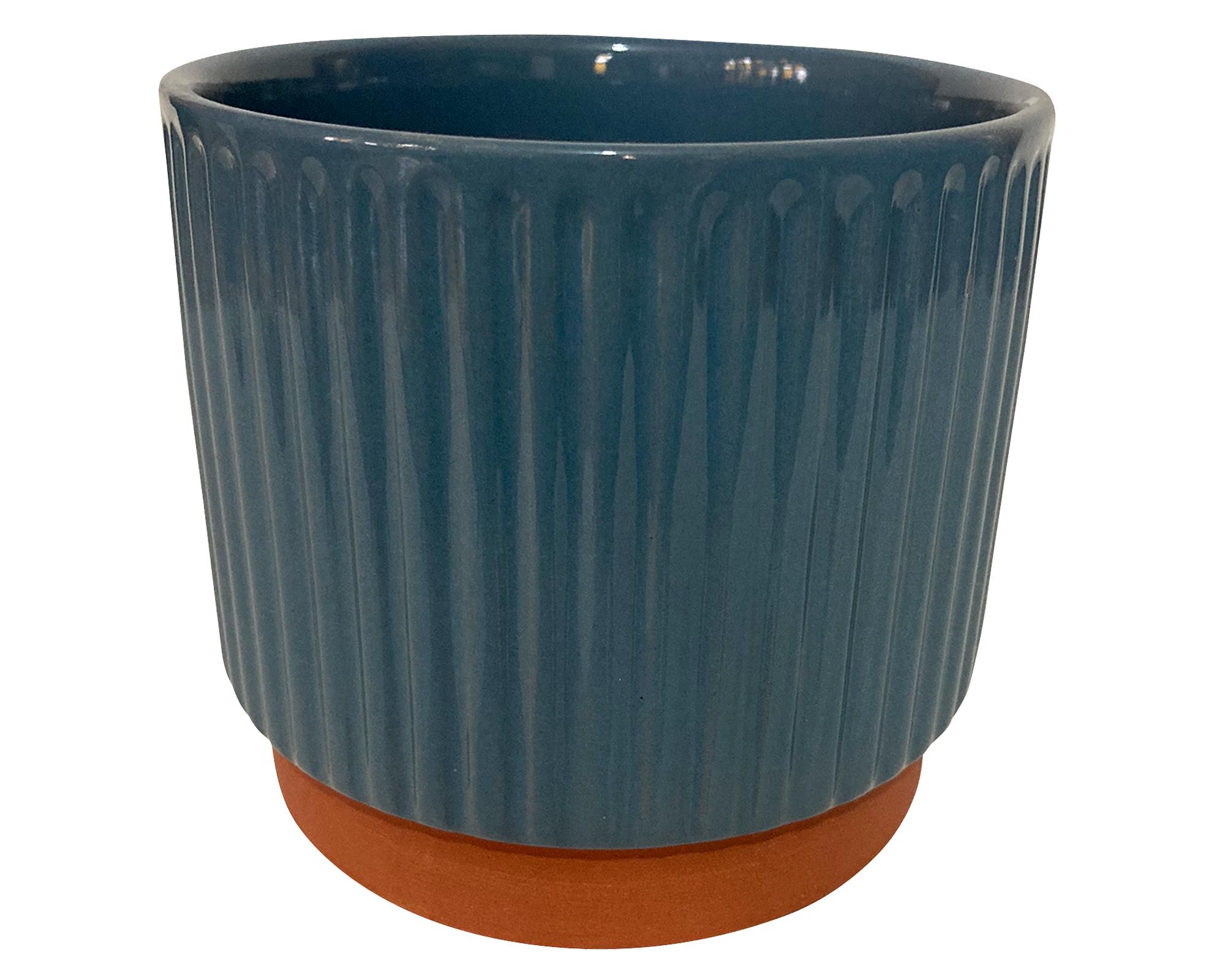 Macetero enlozado azul 14x12x12 cm-0