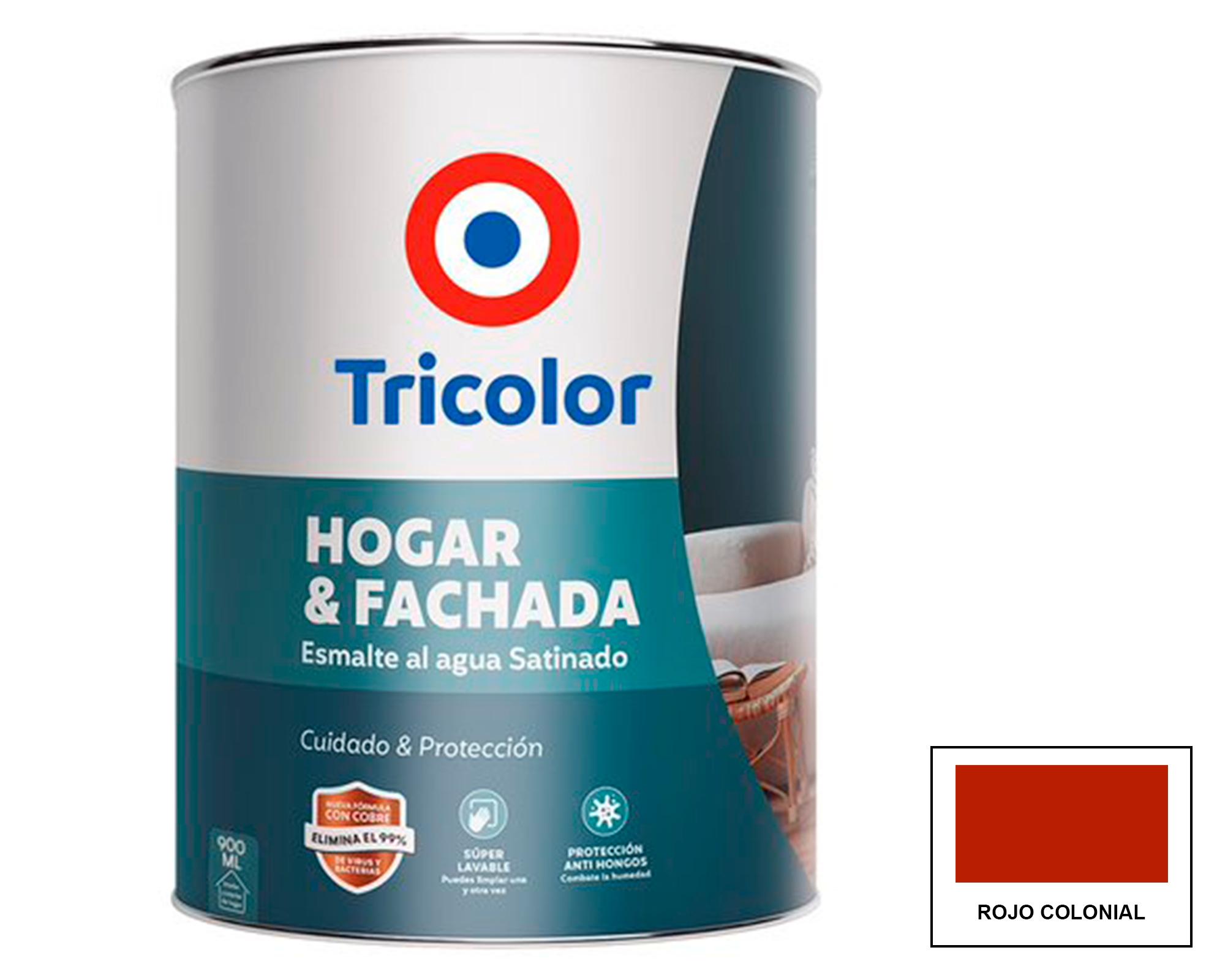Esmalte al agua 900 ml hogar y fachada Rojo Colonial satinado-0