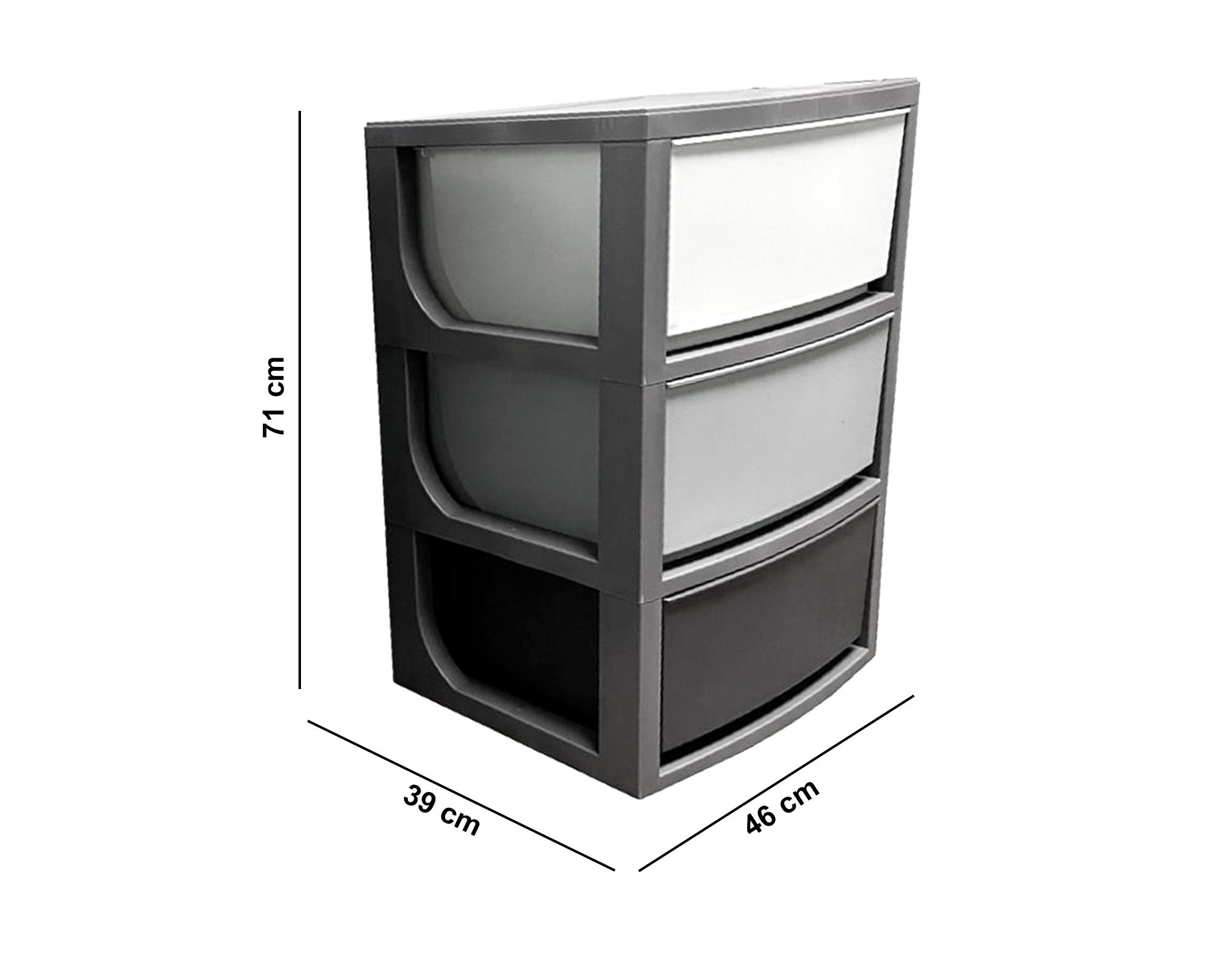 Cajonera plástica 90 litros 3 cajones gris-1