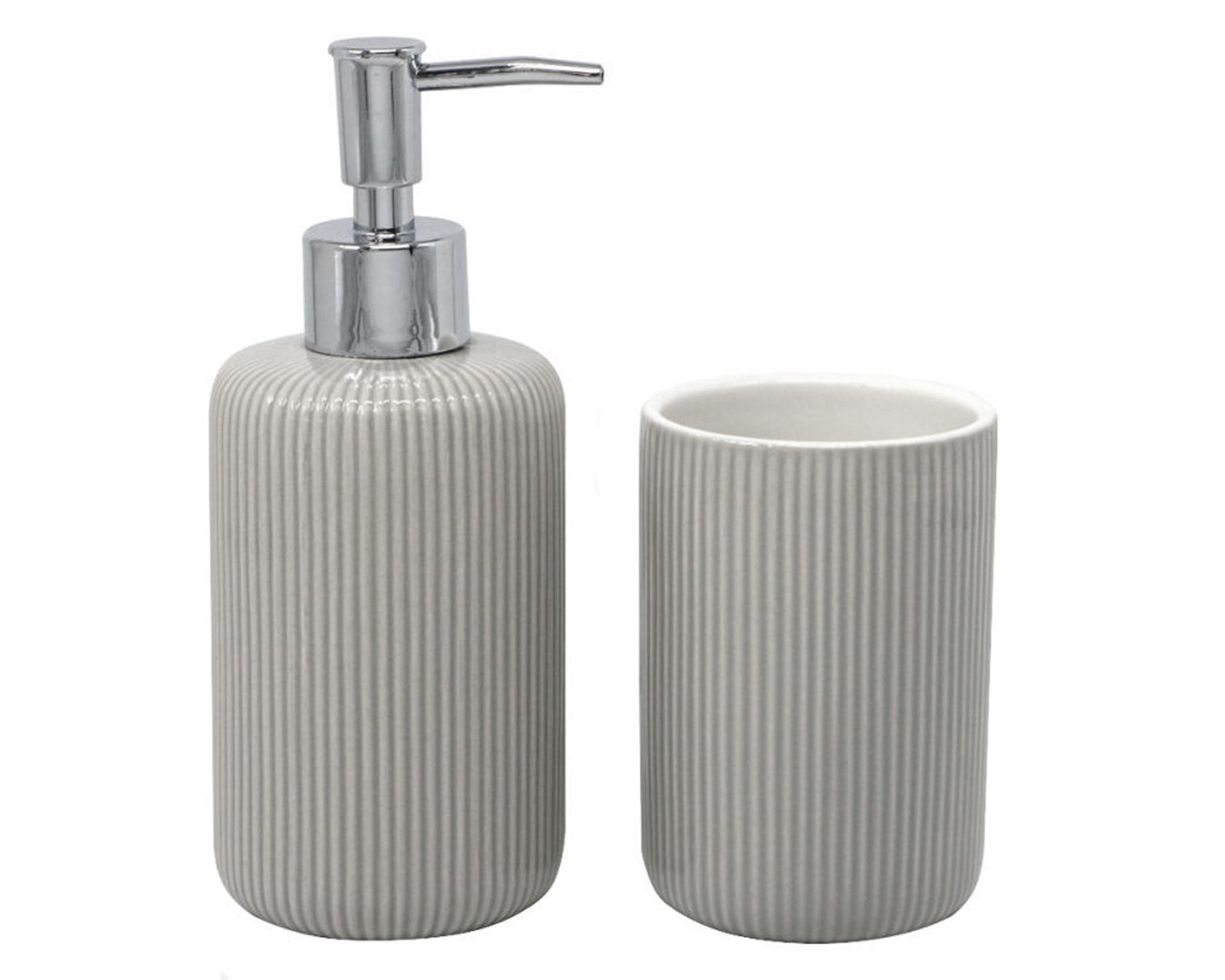 Set accesorio baño Líneas gris 2 piezas-0