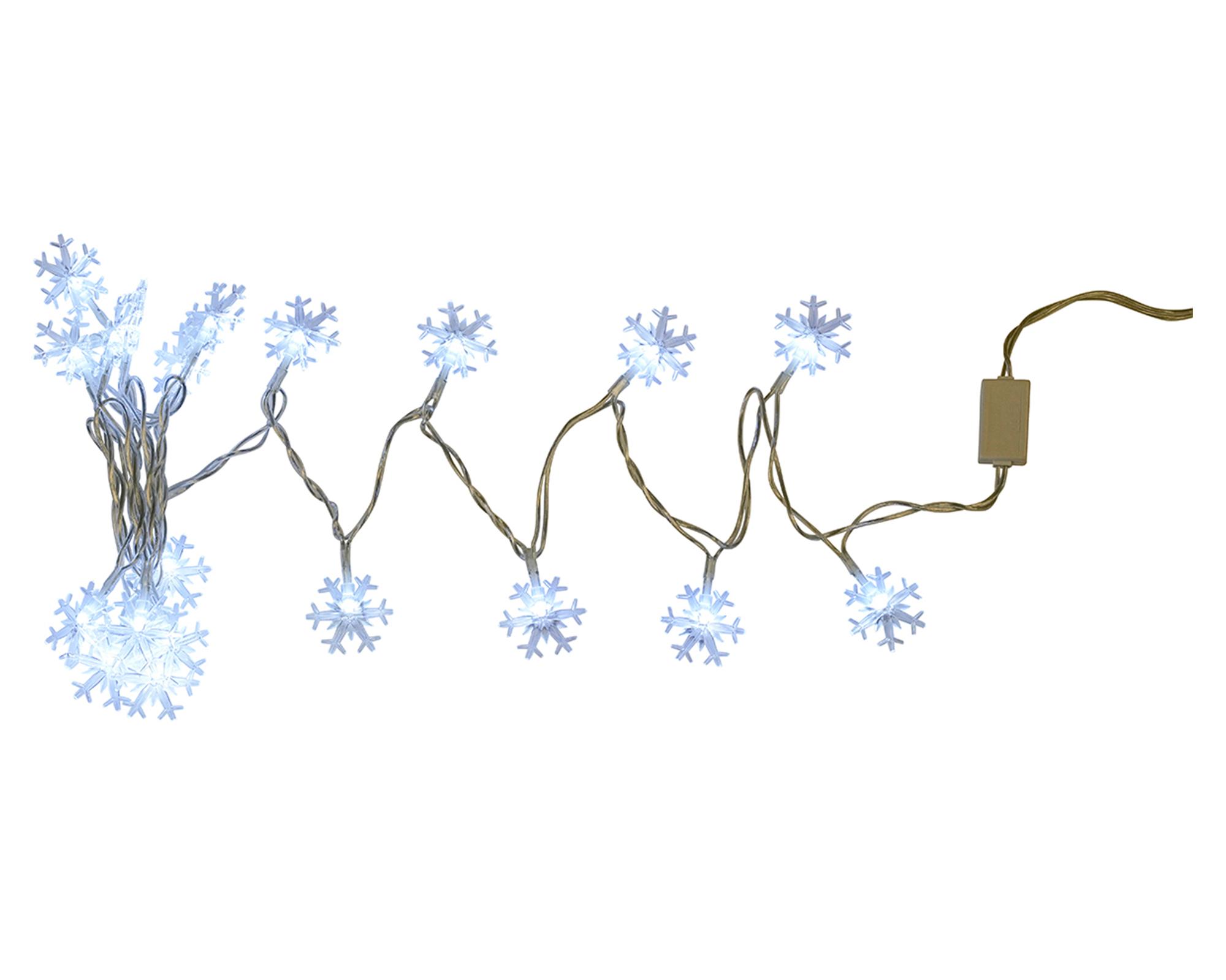 Guirnalda navidad LED 20L luz blanca fría Copo de nieve-1