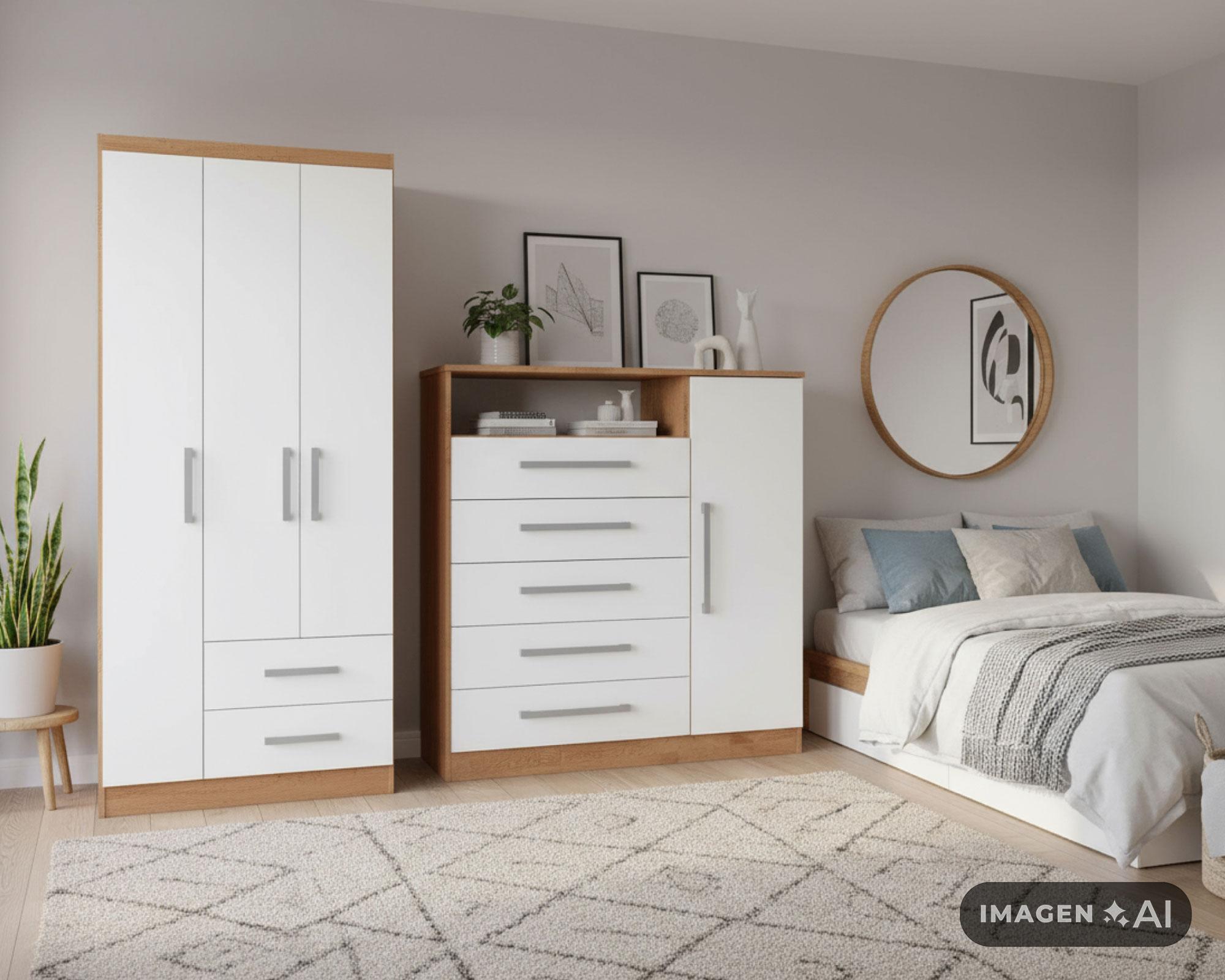 Combo Clóset 3 puertas 2 cajones + Cómoda 1 puerta 5 cajones-9