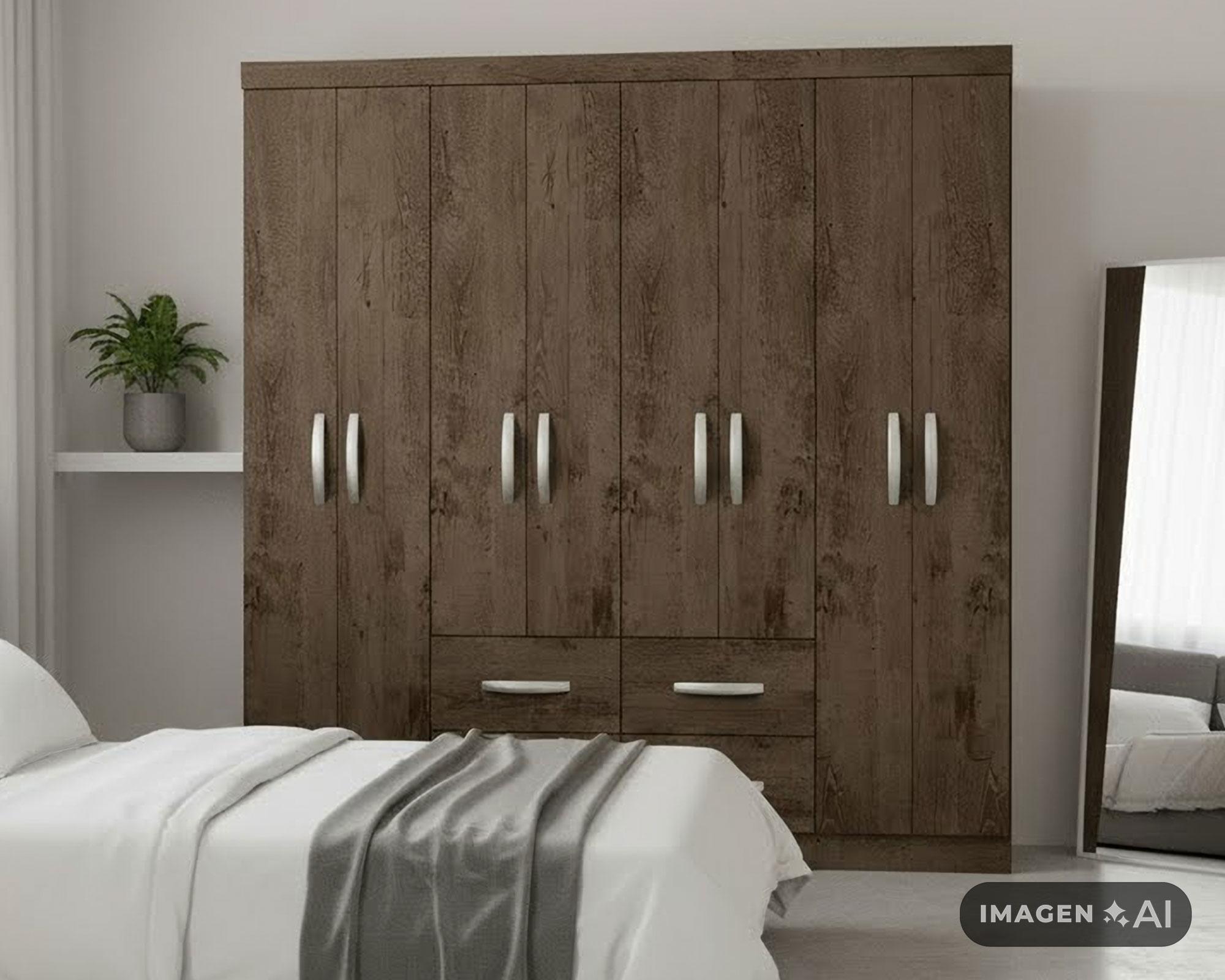 Clóset 8 puertas 4 cajones tabaco 183x40x177 cm-6