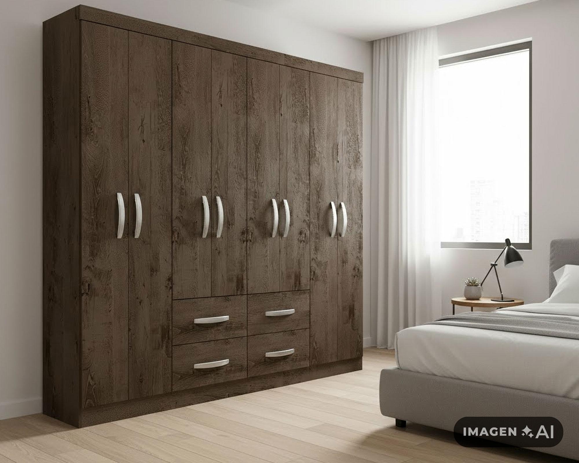 Clóset 8 puertas 4 cajones tabaco 183x40x177 cm-5