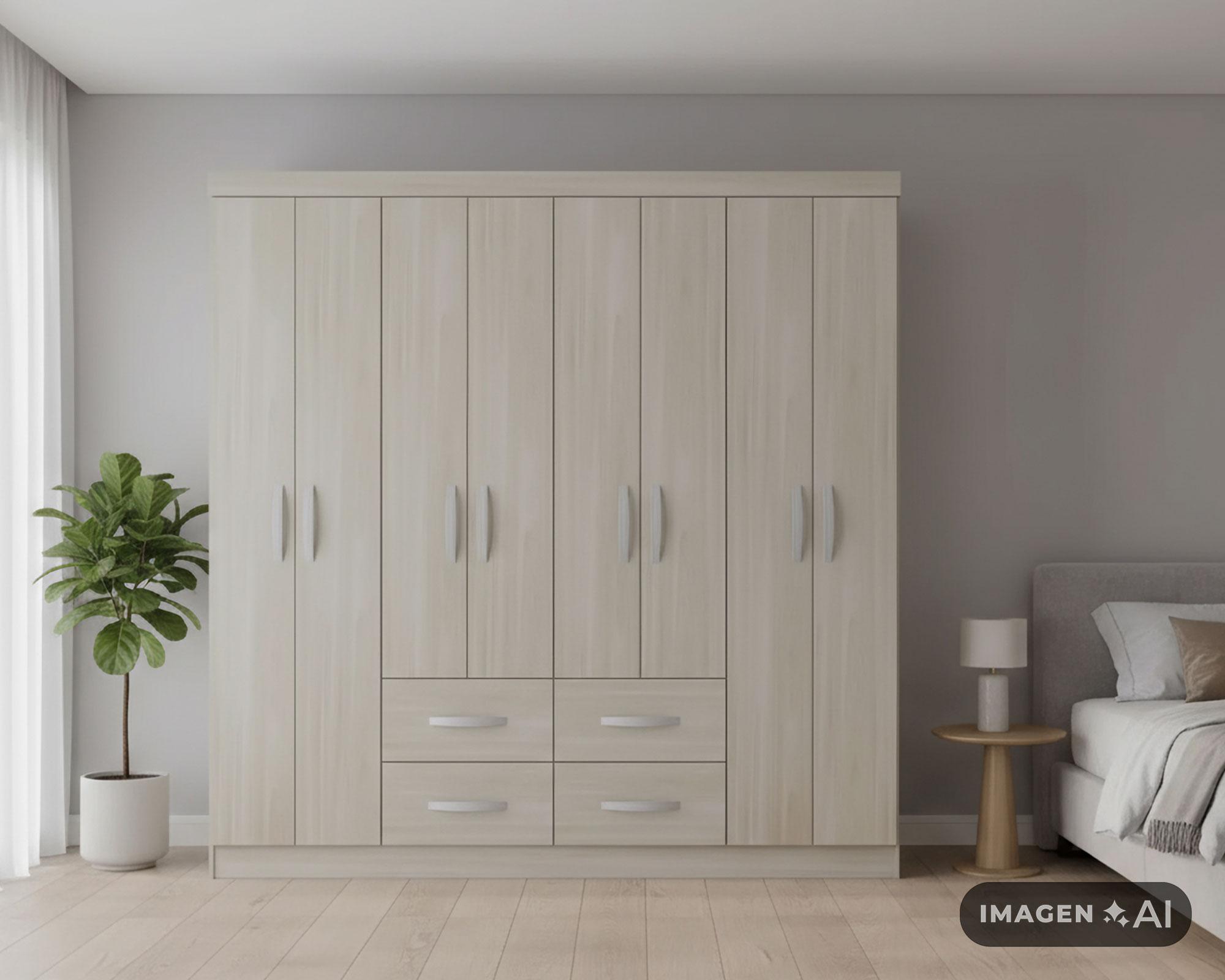 Clóset 8 puertas 4 cajones crema 183x40x177 cm-7